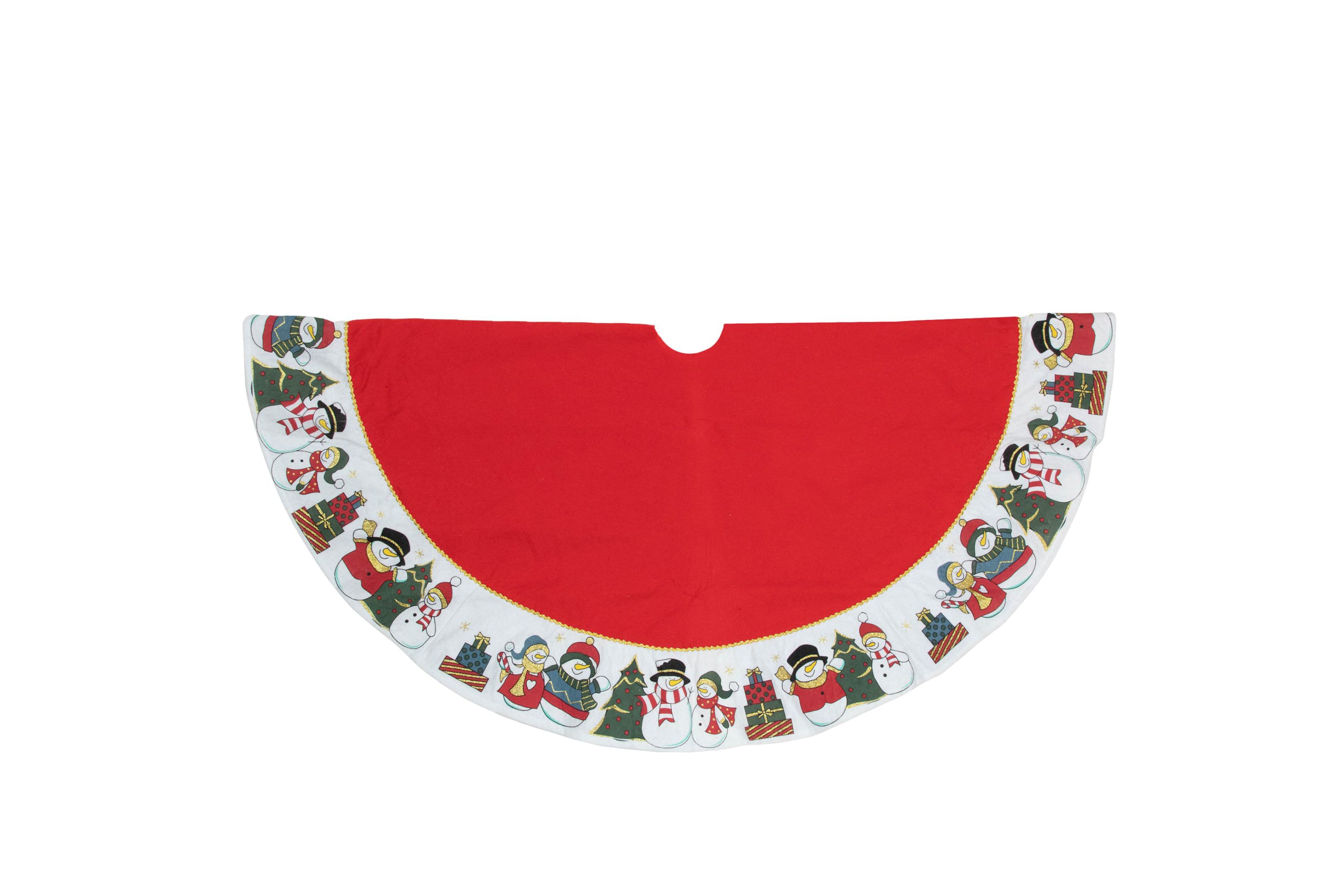 48inch Red and White Jolly Snowman Christmas Tree Skirt