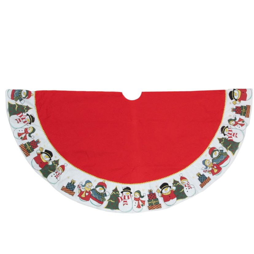 48inch Red and White Jolly Snowman Christmas Tree Skirt