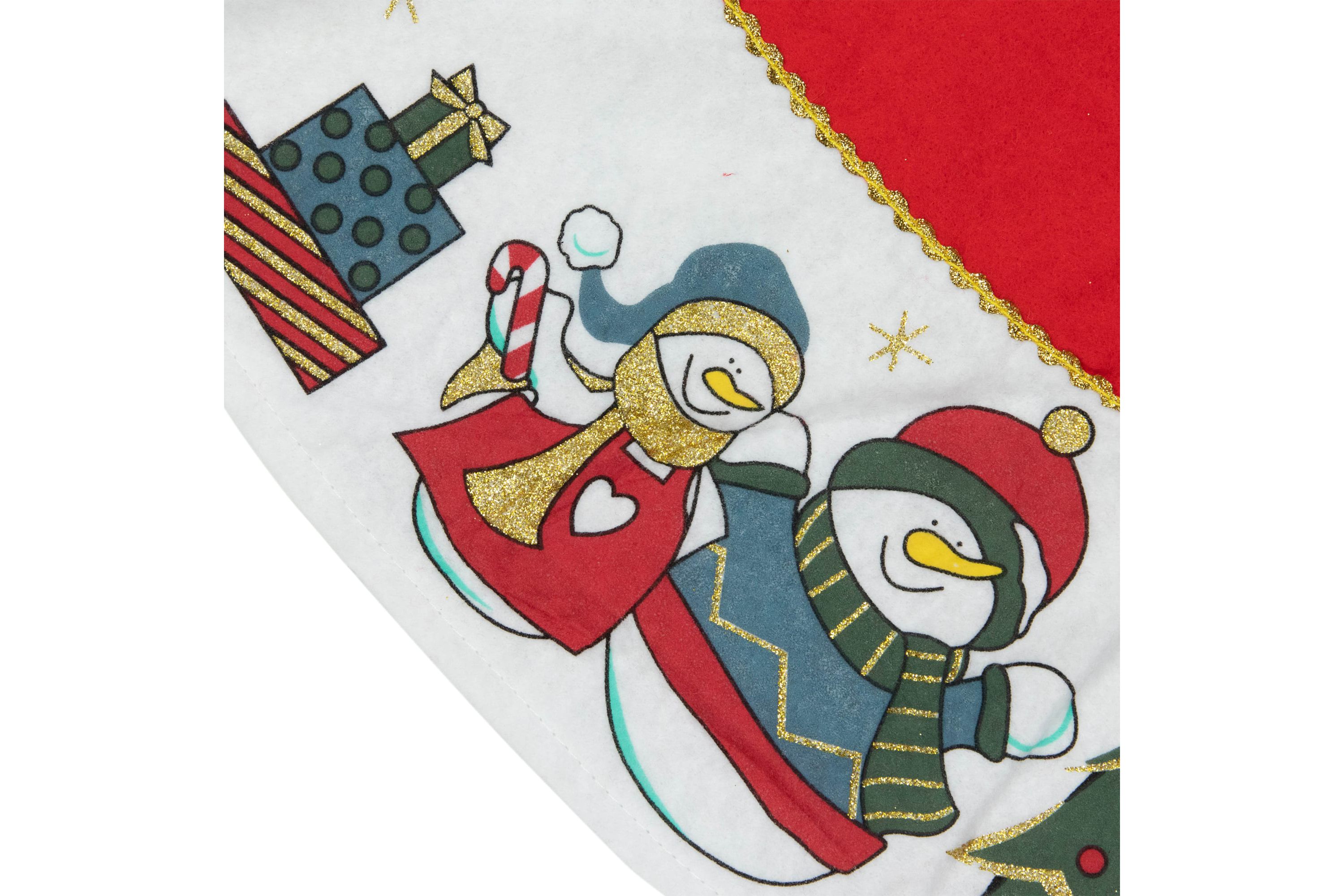 48inch Red and White Jolly Snowman Christmas Tree Skirt