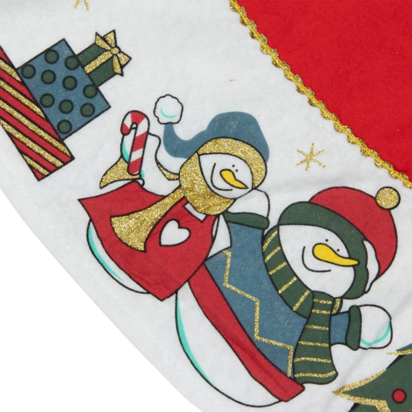 48inch Red and White Jolly Snowman Christmas Tree Skirt