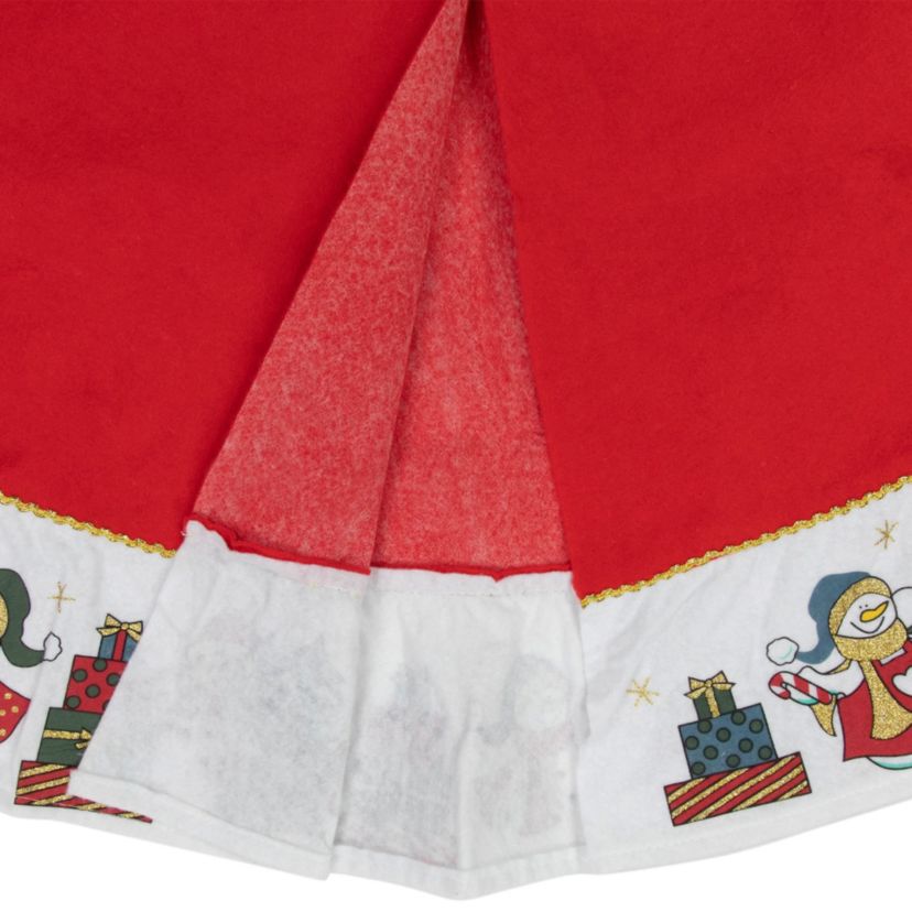 48inch Red and White Jolly Snowman Christmas Tree Skirt