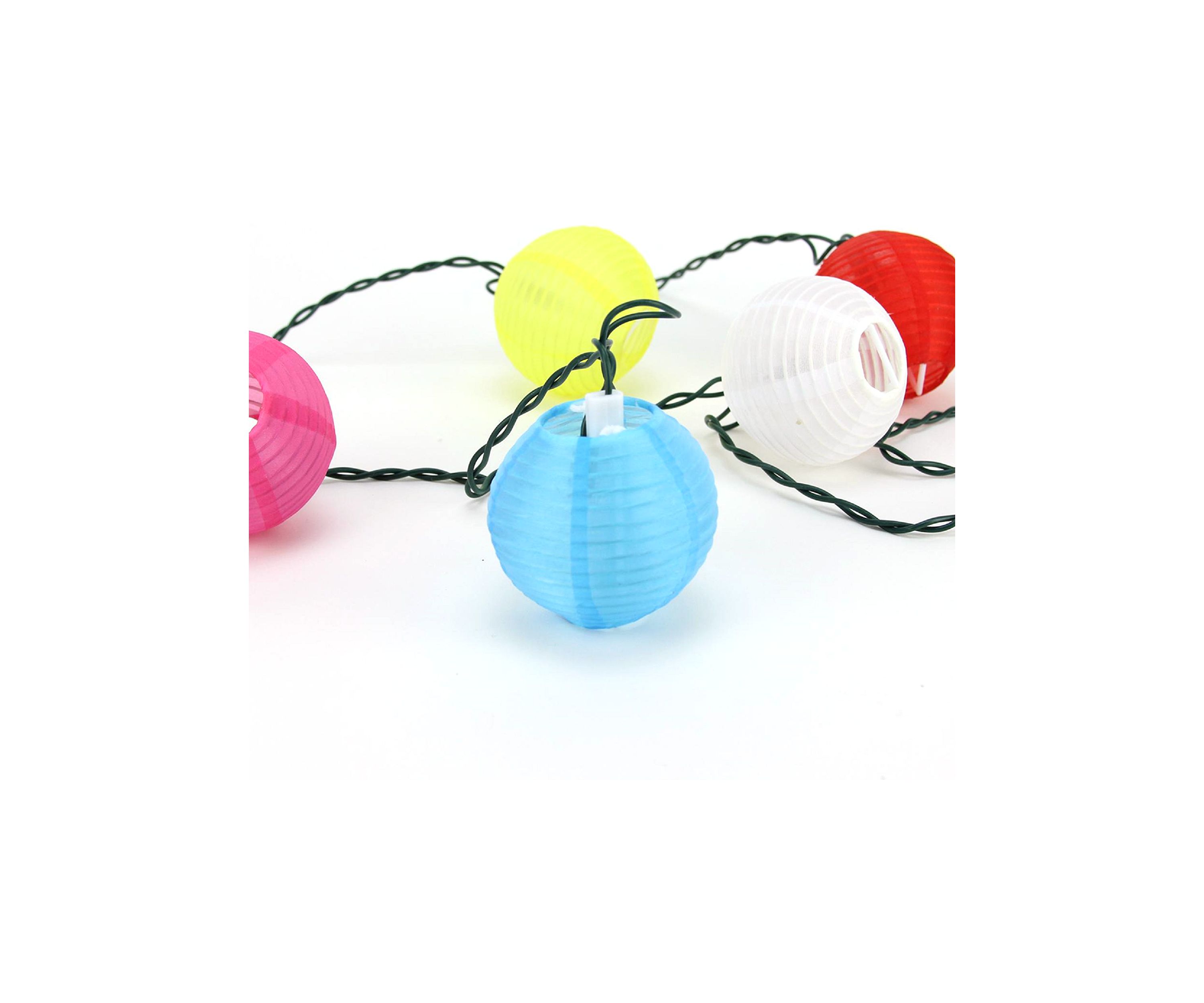 10-Count Multi-Color Round Chinese Lantern Christmas Light Set  9ft Green Wire
