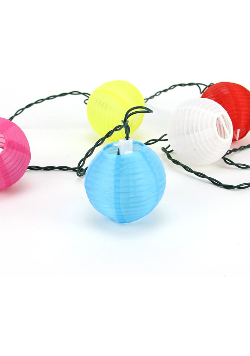 10-Count Multi-Color Round Chinese Lantern Christmas Light Set  9ft Green Wire