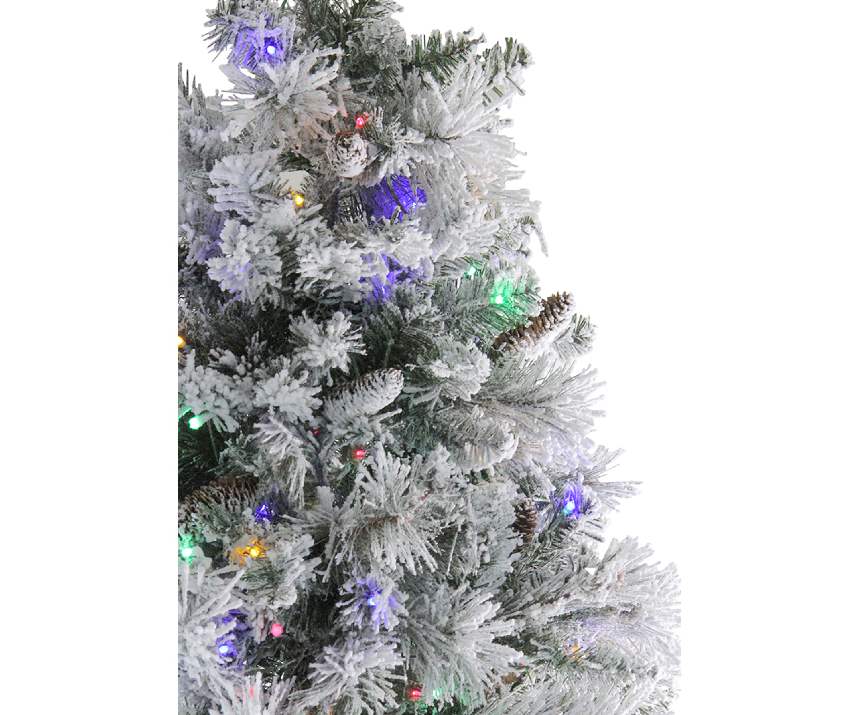 7.5 Pre-Lit LED Lights Flocked Victoria Pine Artificial Christmas Tree - Multicolor Lights