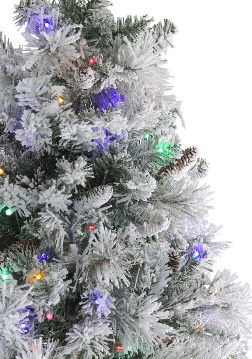 7.5 Pre-Lit LED Lights Flocked Victoria Pine Artificial Christmas Tree - Multicolor Lights