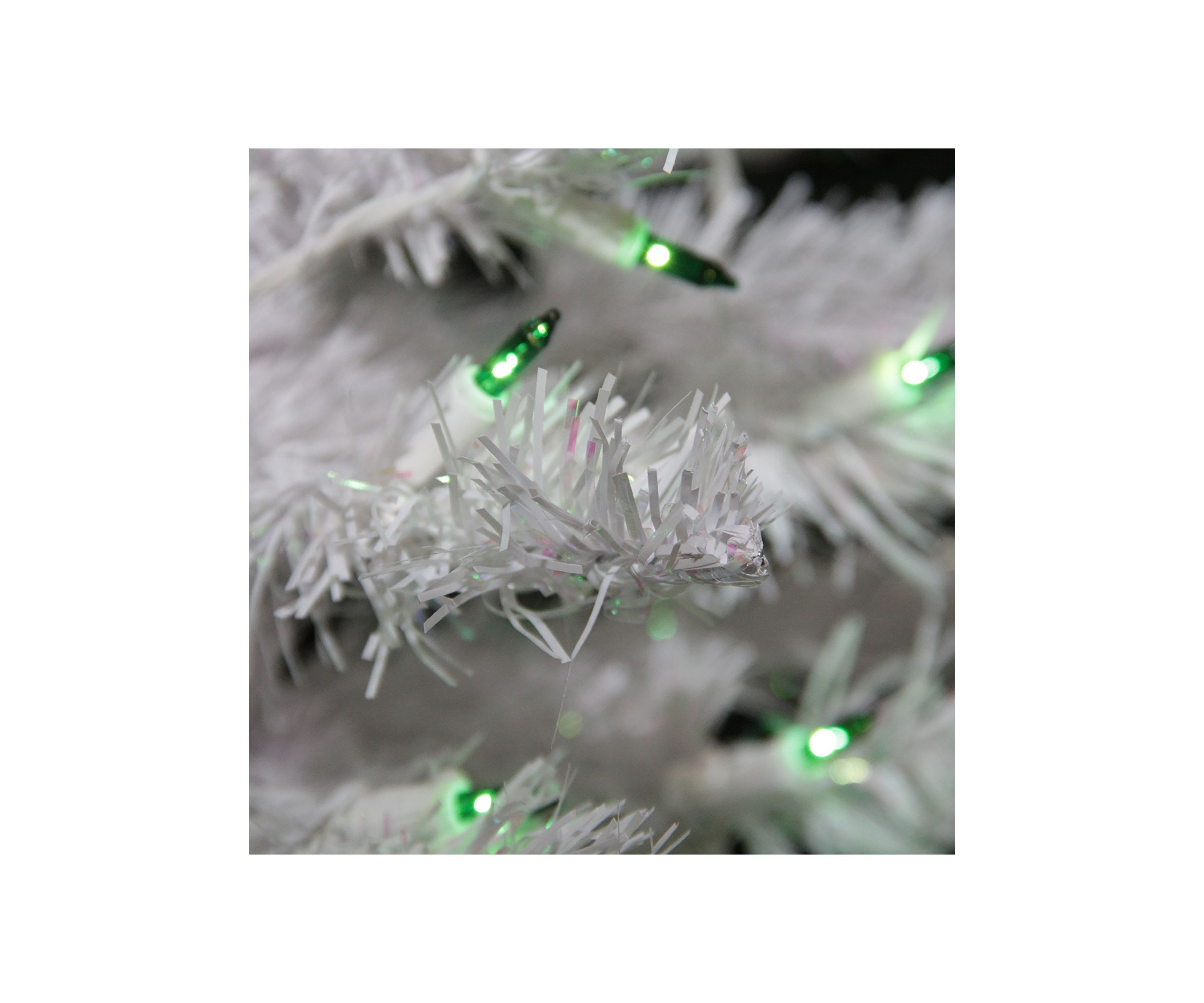 4 Pre lit White Iridescent Pine Artificial Christmas Tree - Green Lights