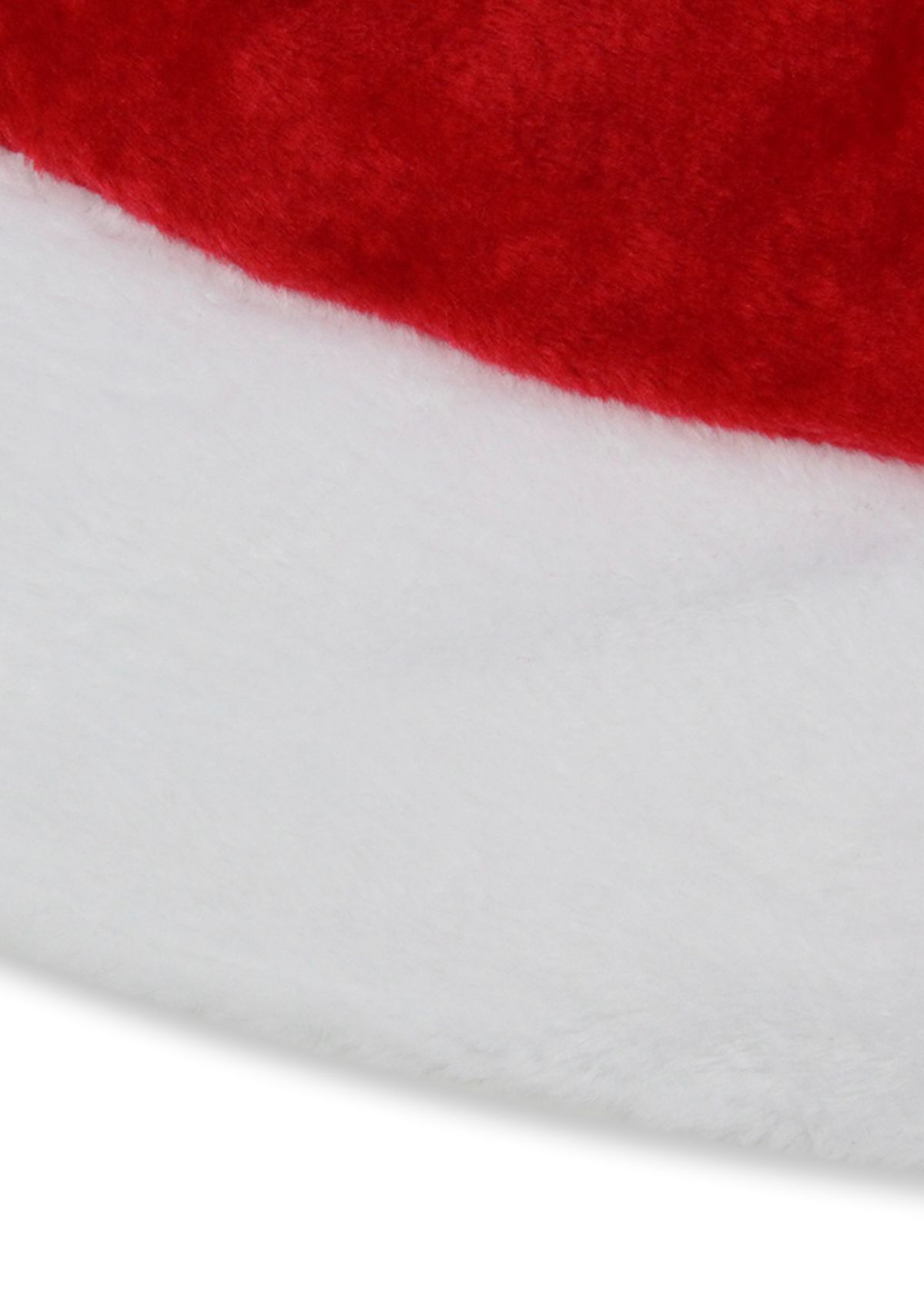48" Red and White Velveteen Christmas Tree Skirt with White Trim