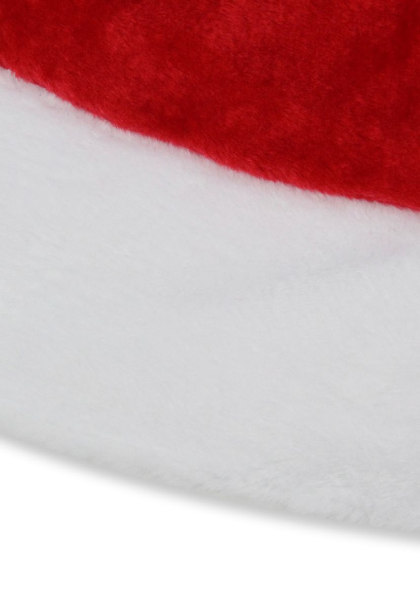 48" Red and White Velveteen Christmas Tree Skirt with White Trim