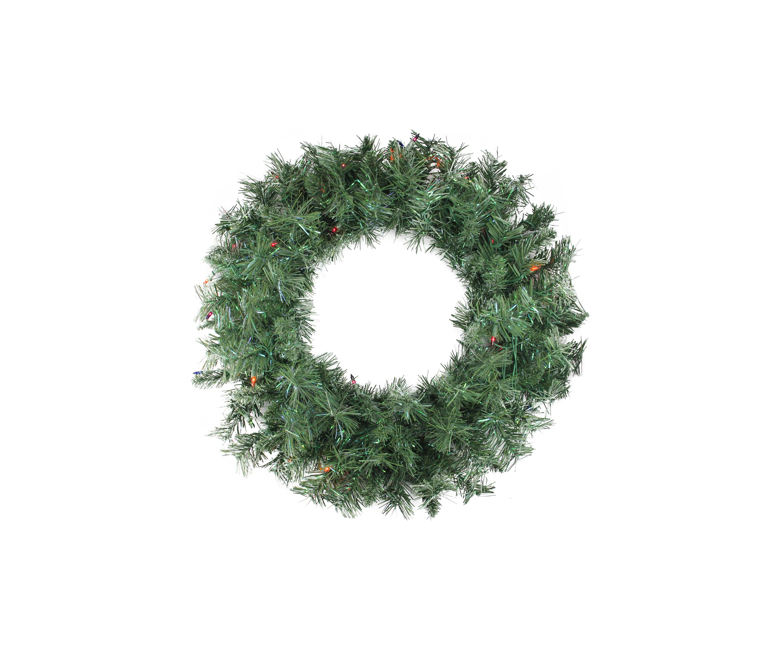 24Inch Pre-lit Minetoba Pine Artificial Christmas Wreath - Multi Lights