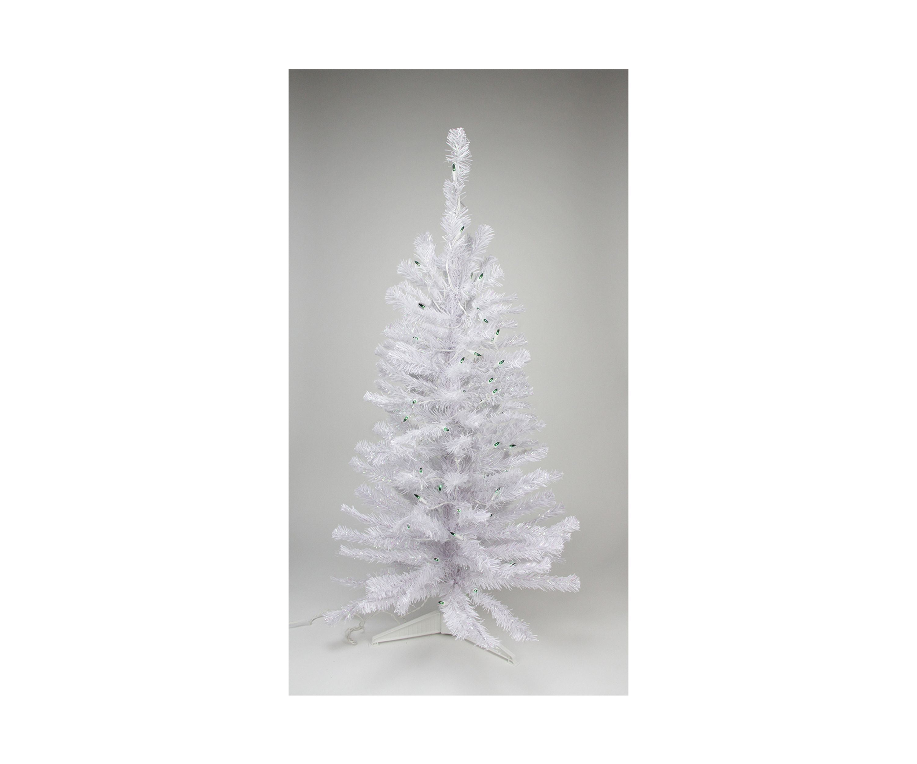 3 Pre-Lit Medium White Pine Artificial Christmas Tree - Green Lights