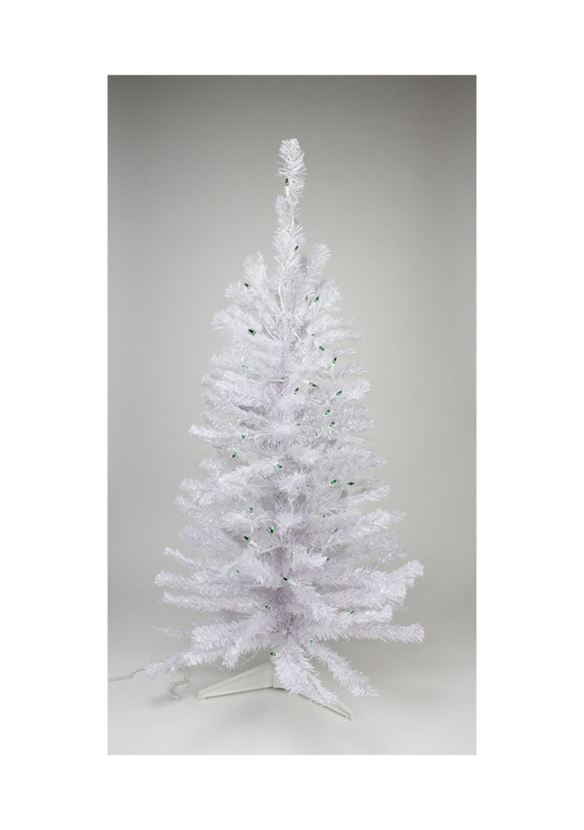 3 Pre-Lit Medium White Pine Artificial Christmas Tree - Green Lights