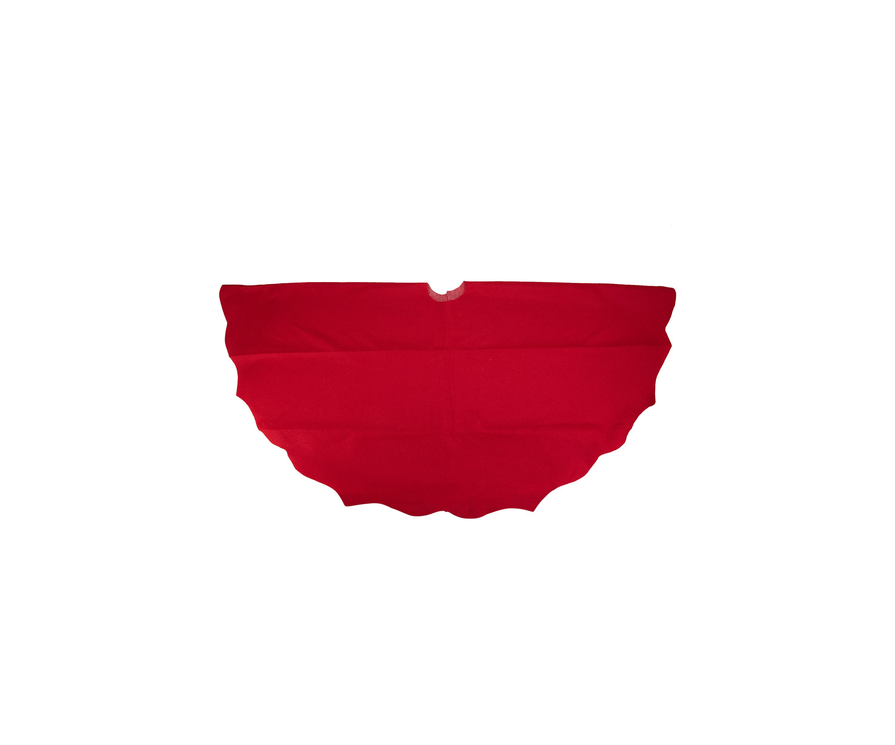 48" Red Scalloped Edge Christmas Tree Skirt