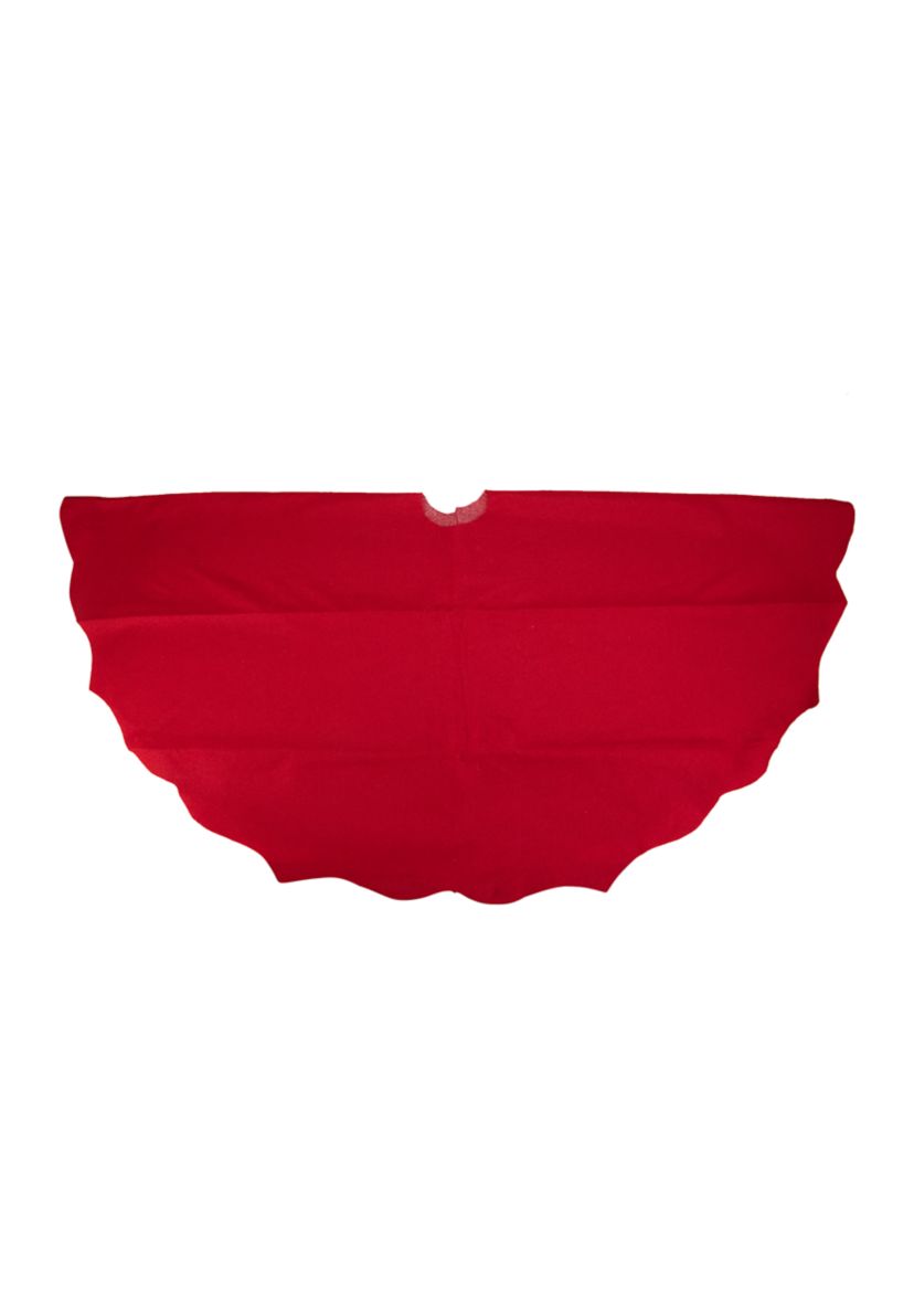 48" Red Scalloped Edge Christmas Tree Skirt