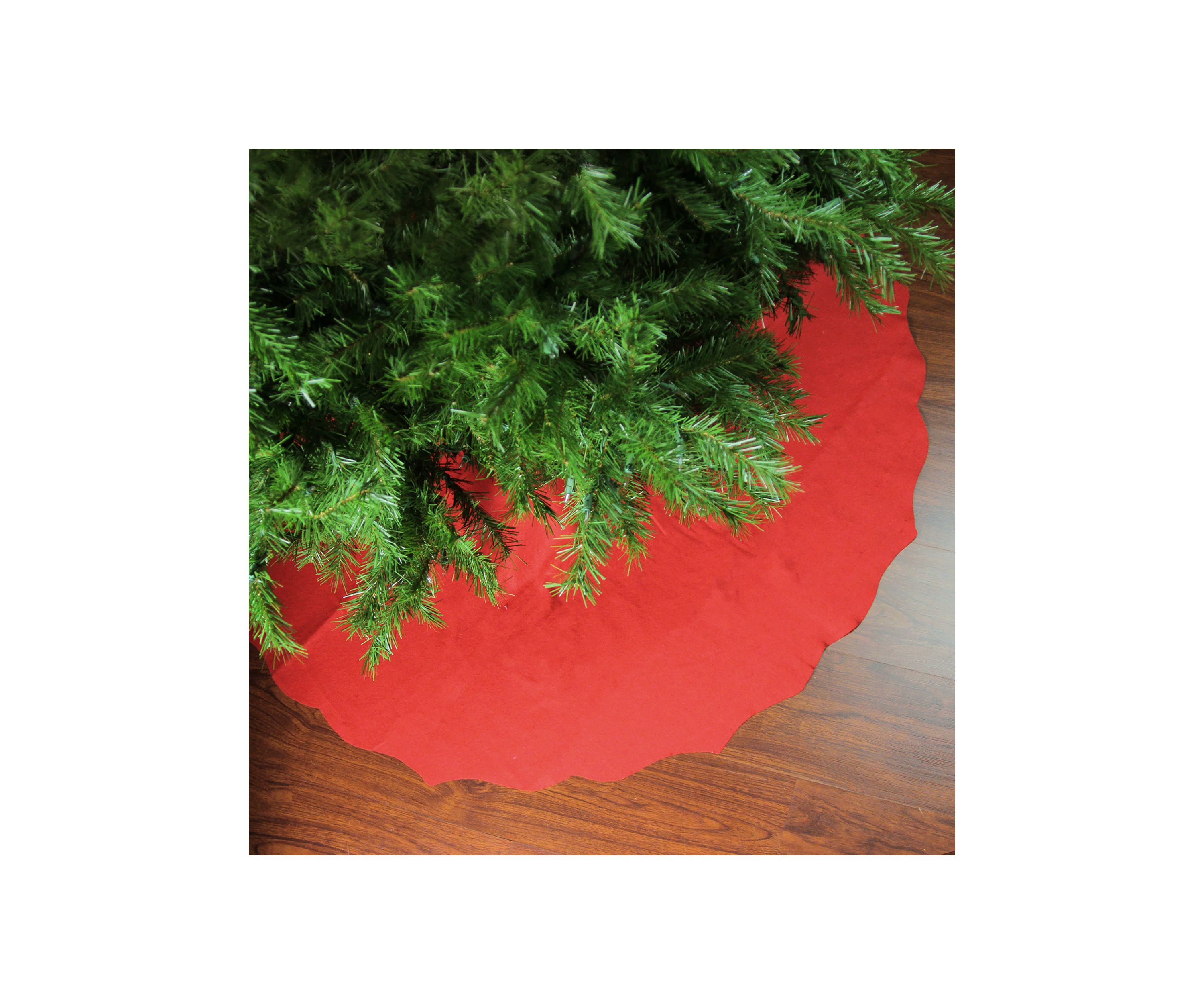 48" Red Scalloped Edge Christmas Tree Skirt