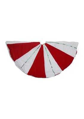 48Inch Red and White Peppermint Twist Stripes Christmas Tree Skirt