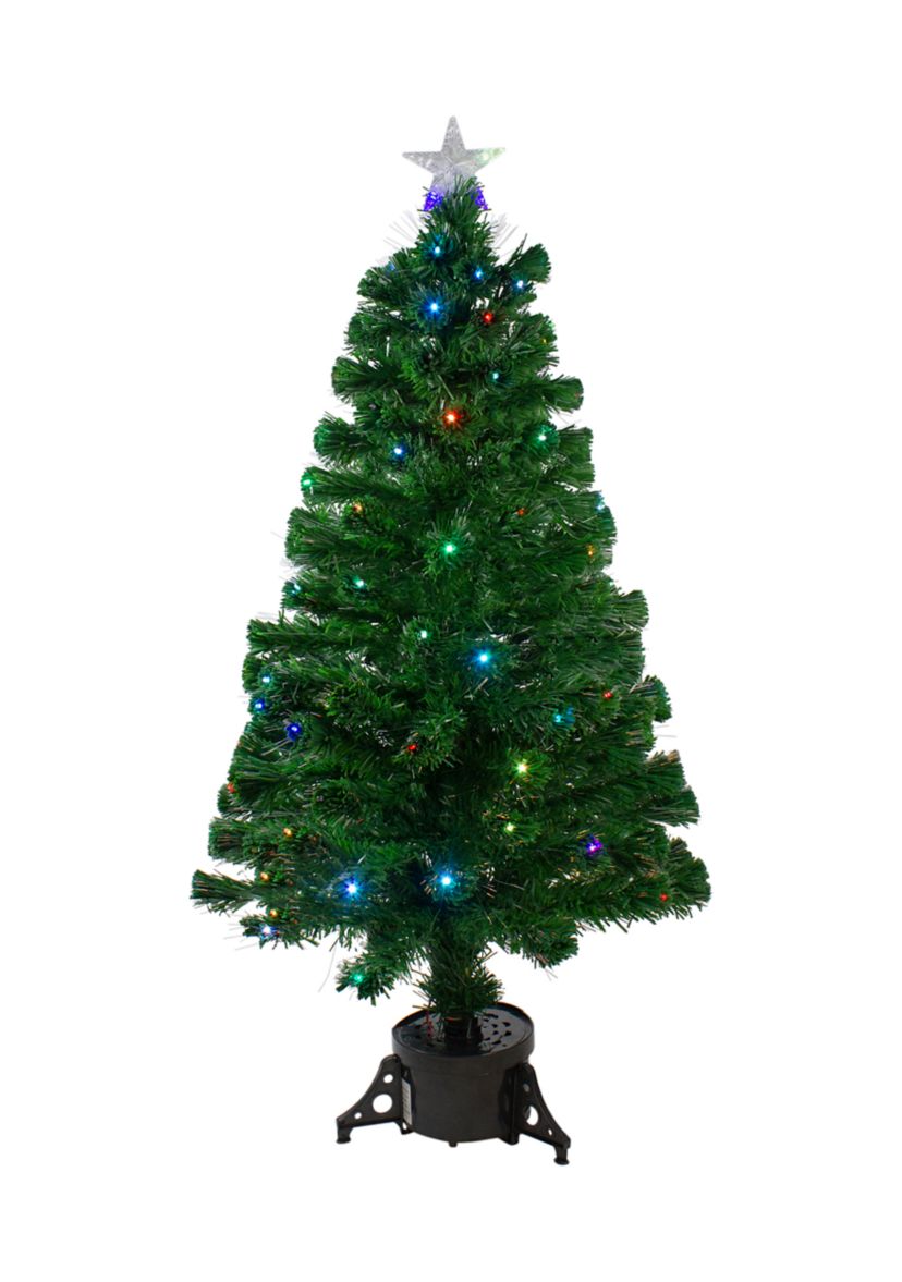 4 Pre-Lit Potted Fiber Optic with Star Tree Topper Medium Artificial Christmas Tree- Multicolor LED Lights