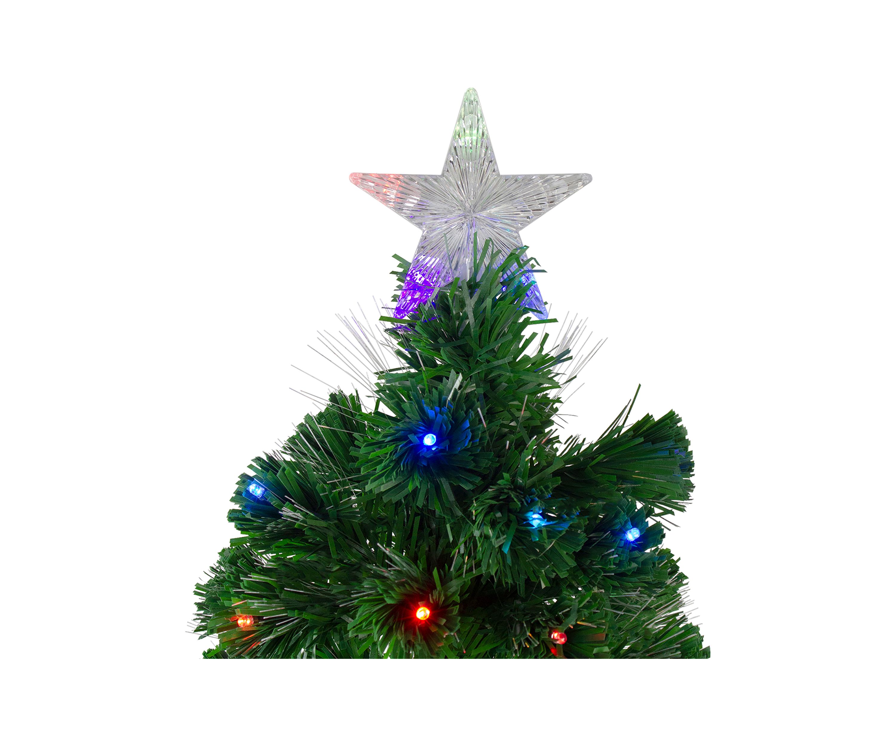 4 Pre-Lit Potted Fiber Optic with Star Tree Topper Medium Artificial Christmas Tree- Multicolor LED Lights