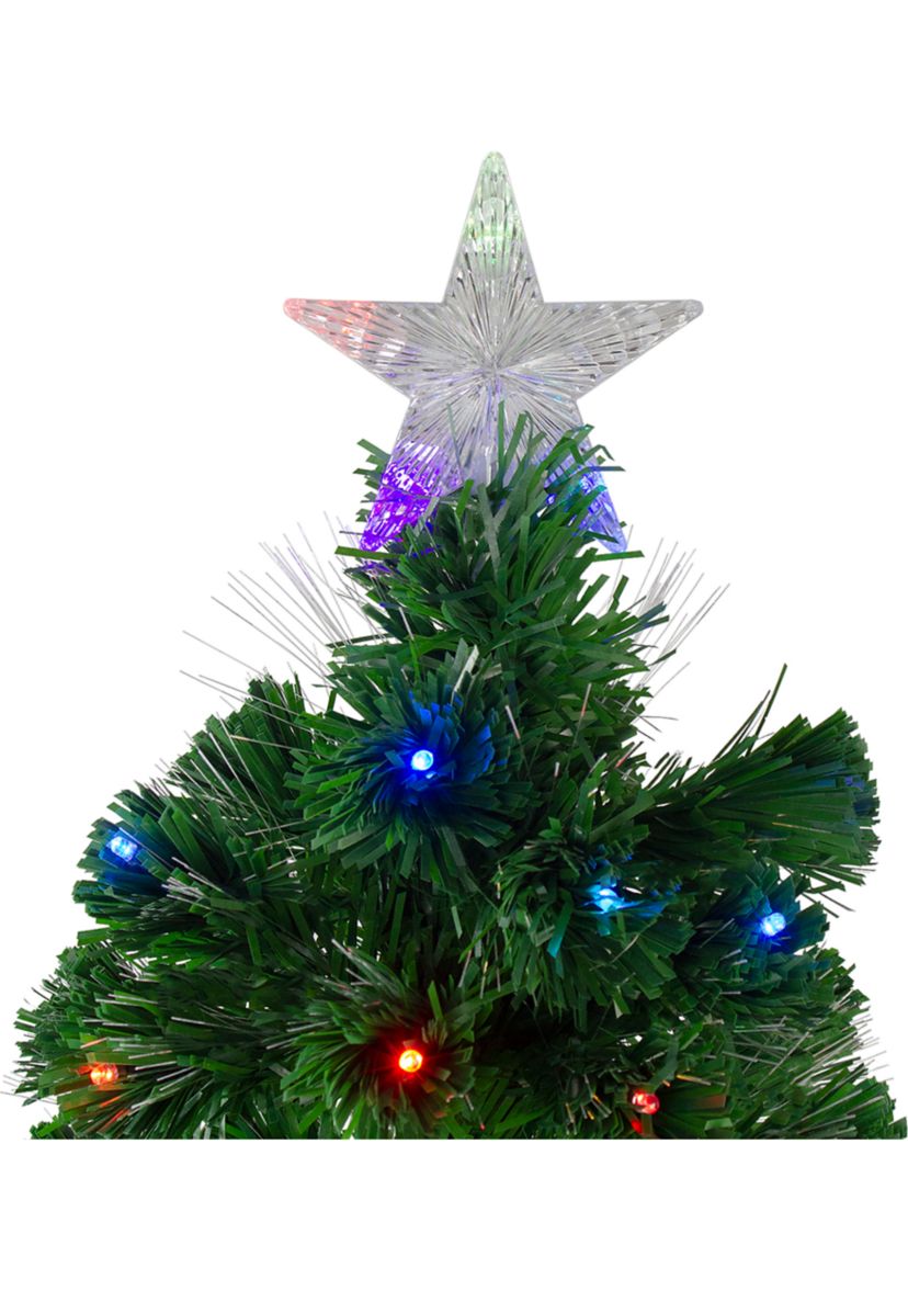 4 Pre-Lit Potted Fiber Optic with Star Tree Topper Medium Artificial Christmas Tree- Multicolor LED Lights