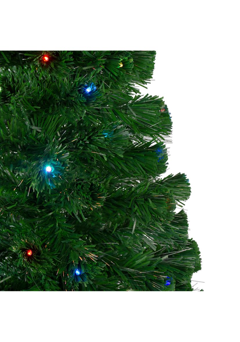 4 Pre-Lit Potted Fiber Optic with Star Tree Topper Medium Artificial Christmas Tree- Multicolor LED Lights