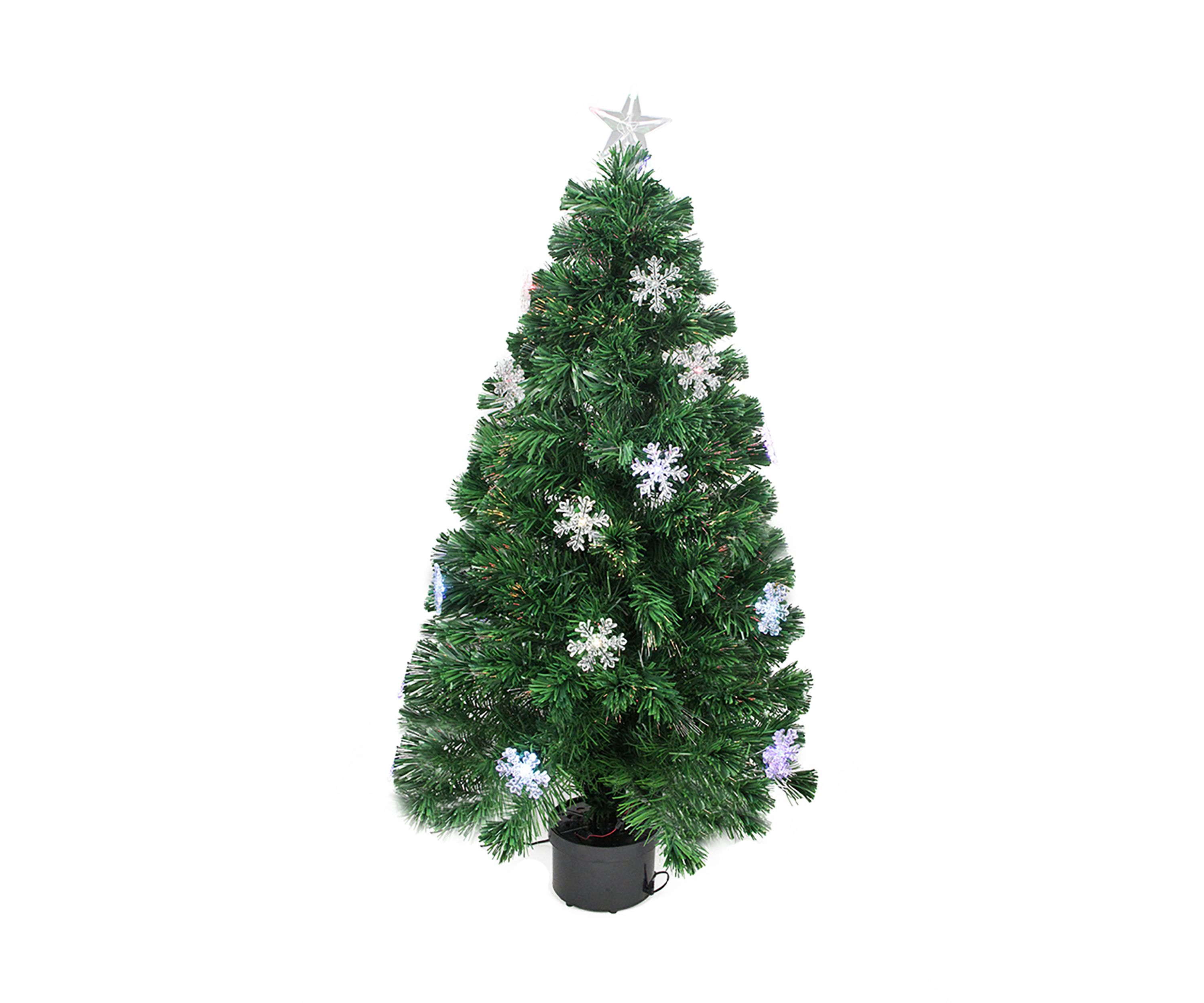 3 Pre-Lit Color Changing Fiber Optic Artificial Christmas Tree with Snowflakes - Multi Color Lights