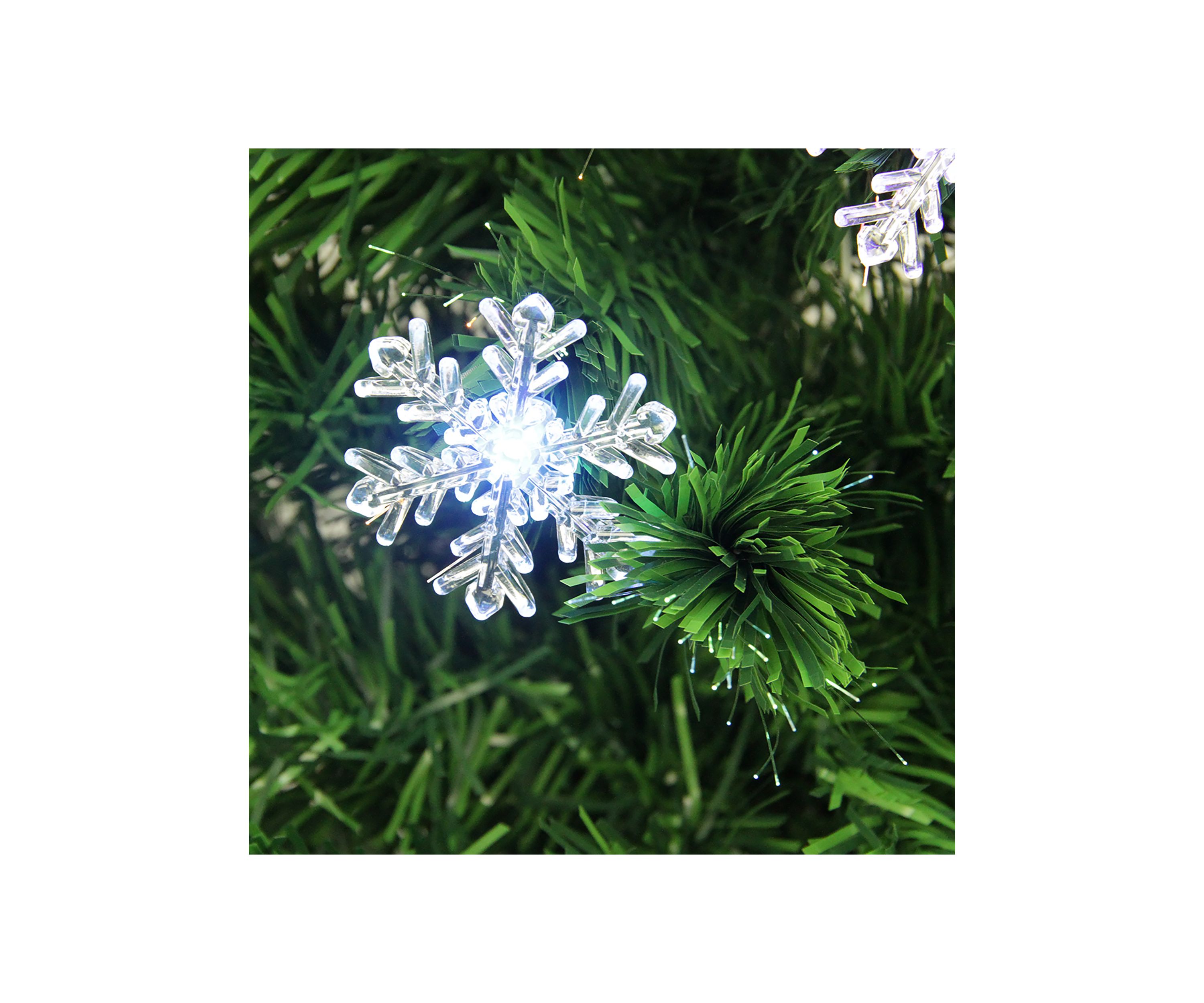 3 Pre-Lit Color Changing Fiber Optic Artificial Christmas Tree with Snowflakes - Multi Color Lights