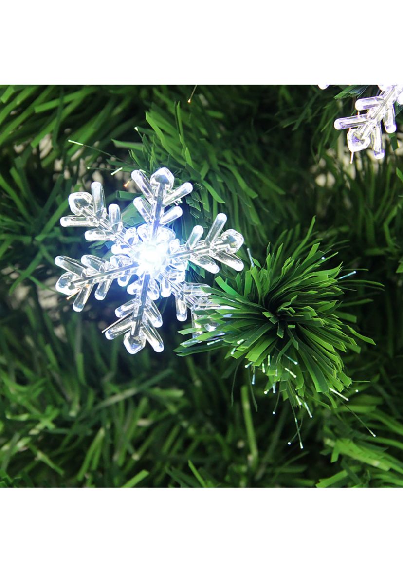 3 Pre-Lit Color Changing Fiber Optic Artificial Christmas Tree with Snowflakes - Multi Color Lights