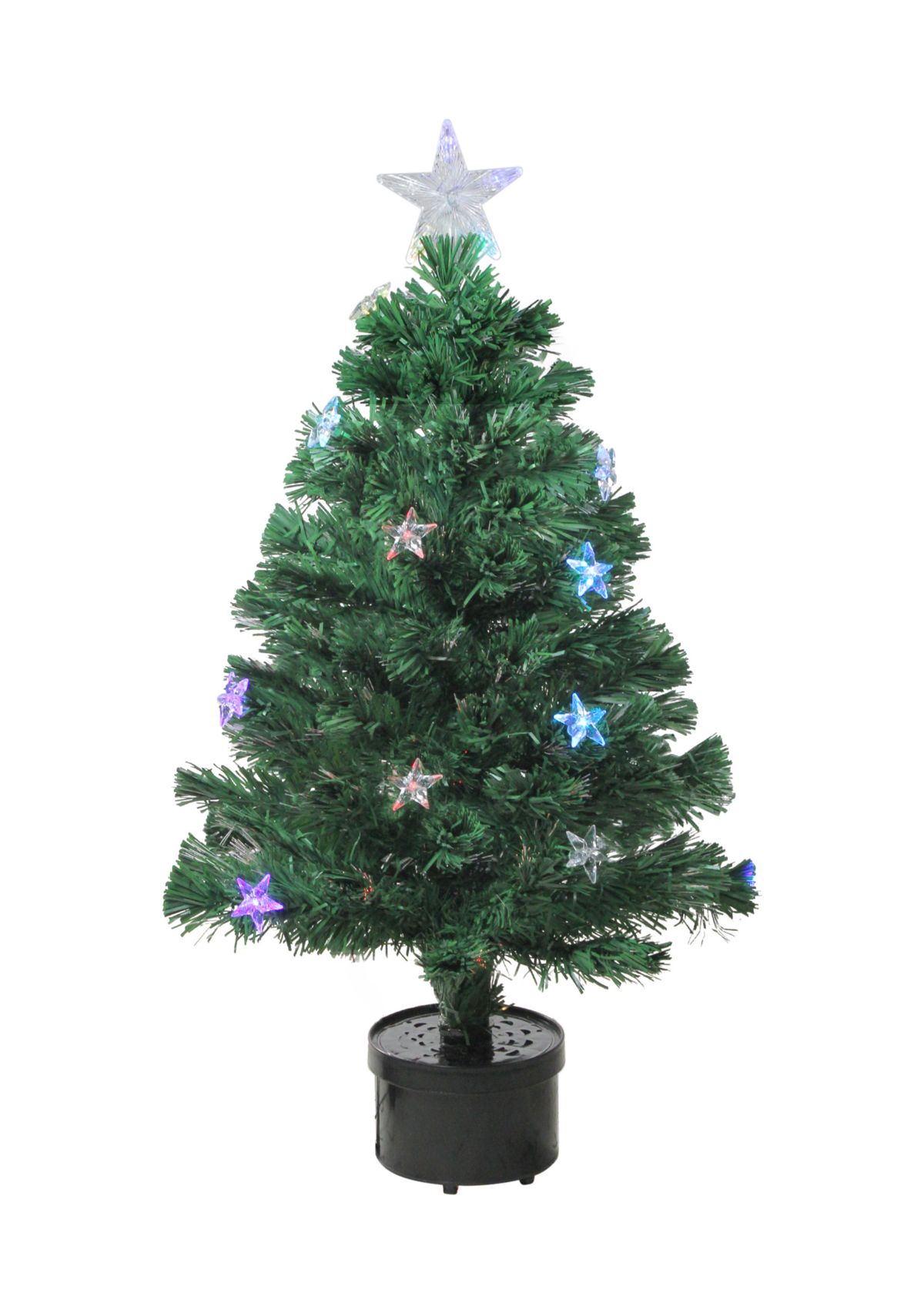 3 Pre-Lit Color Changing Fiber Optic Christmas Tree with Stars