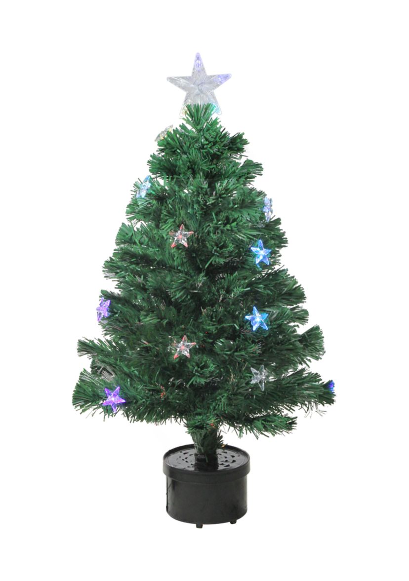 3 Pre-Lit Color Changing Fiber Optic Christmas Tree with Stars