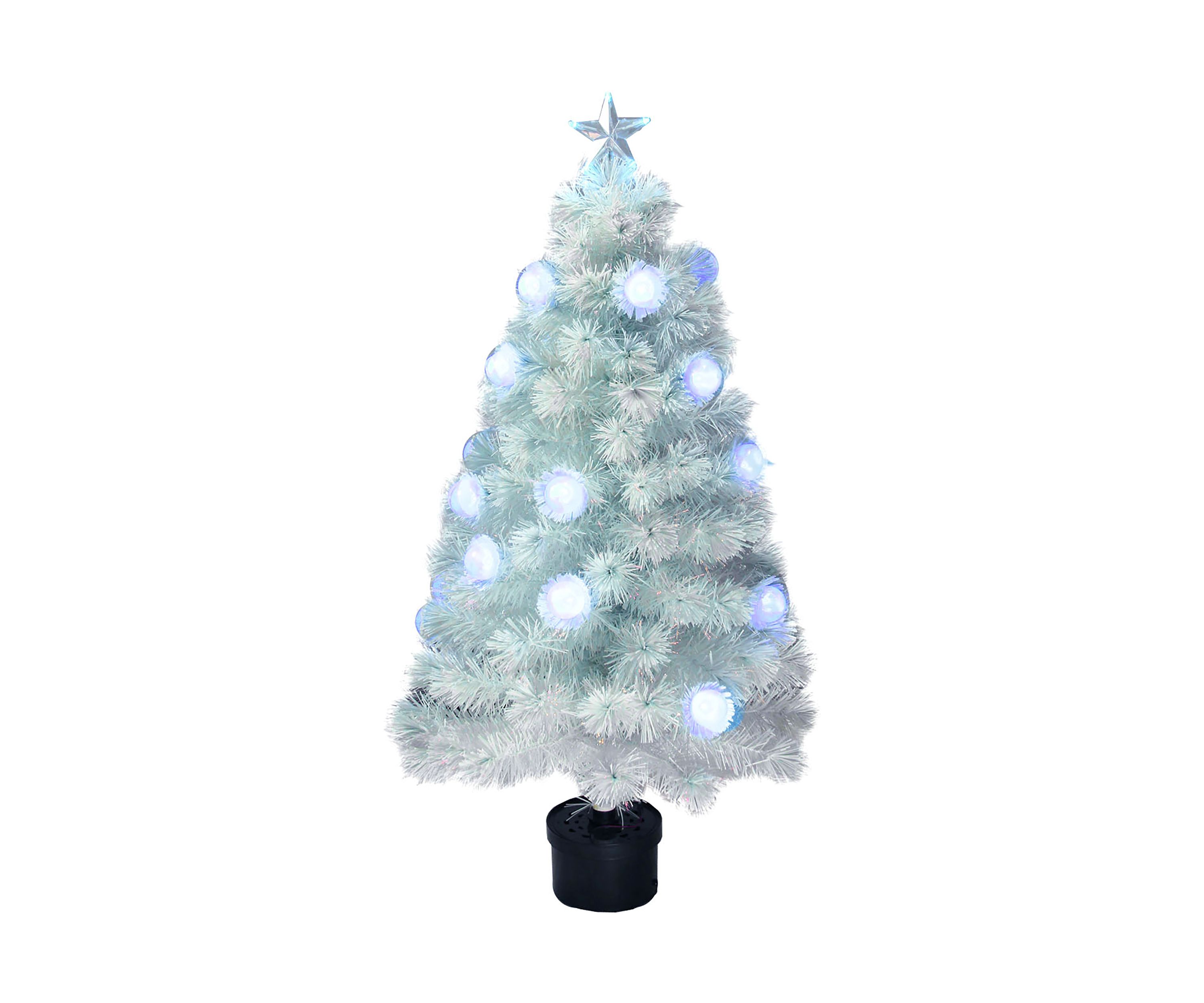 4 Pre-Lit Medium White Iridescent Fiber Optic Artificial Christmas Tree - Blue LED Lights