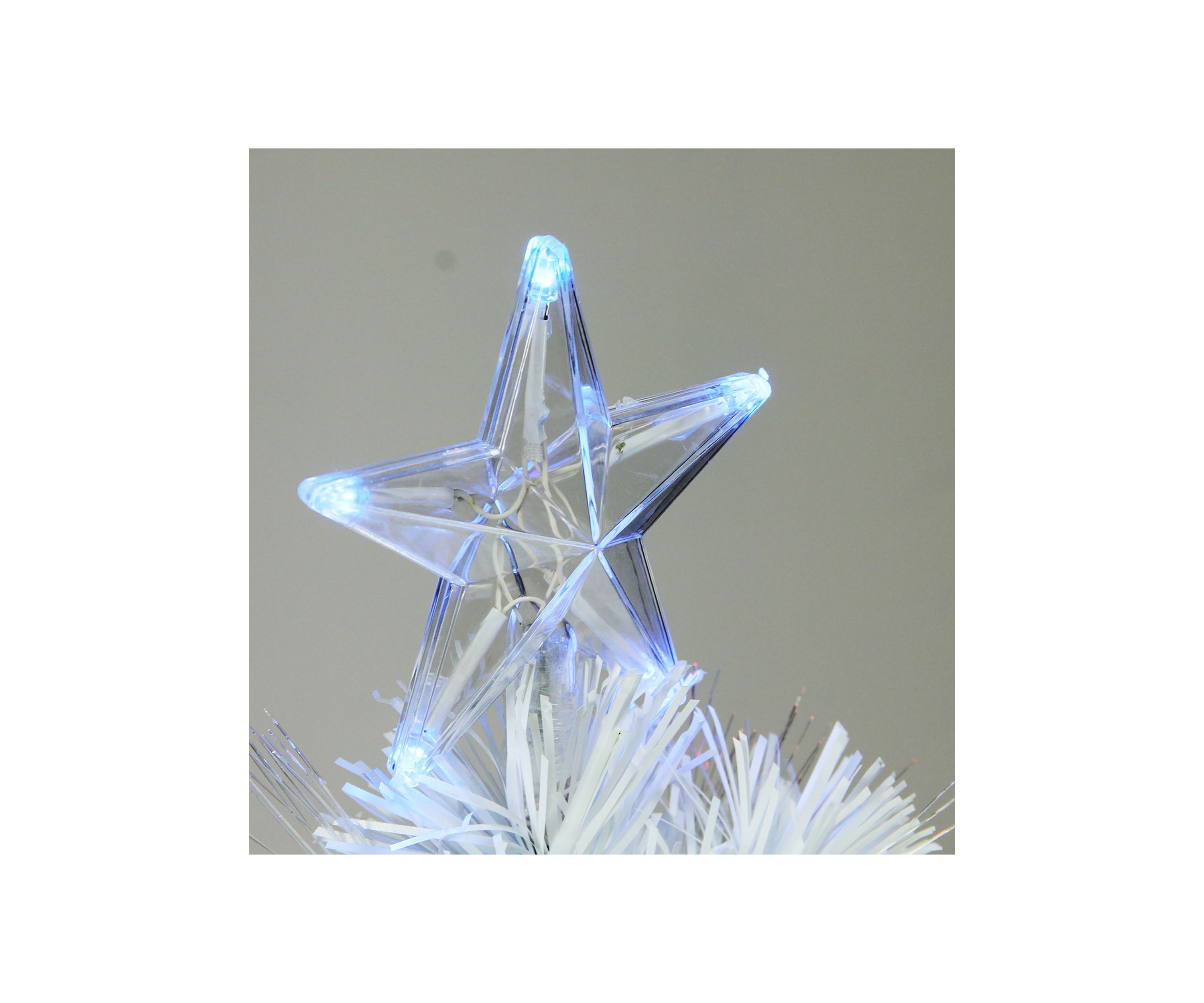 4 Pre-Lit Medium White Iridescent Fiber Optic Artificial Christmas Tree - Blue LED Lights