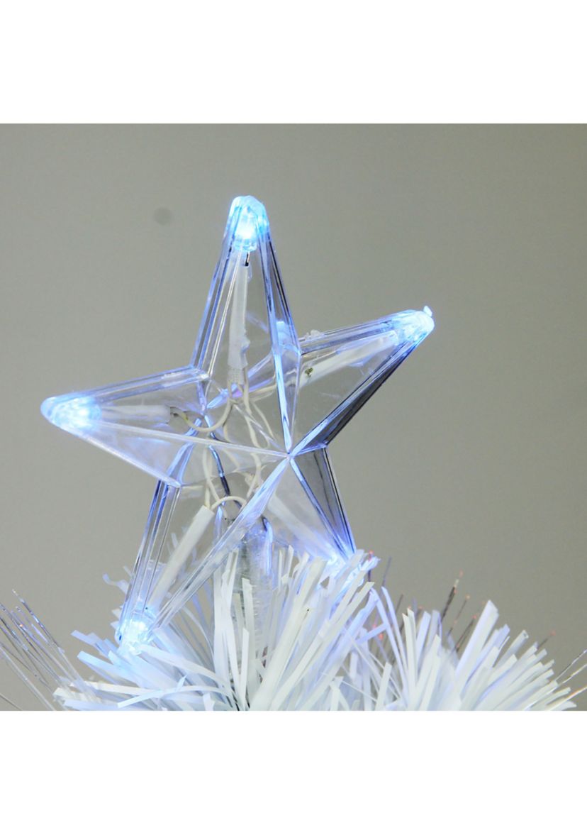 4 Pre-Lit Medium White Iridescent Fiber Optic Artificial Christmas Tree - Blue LED Lights