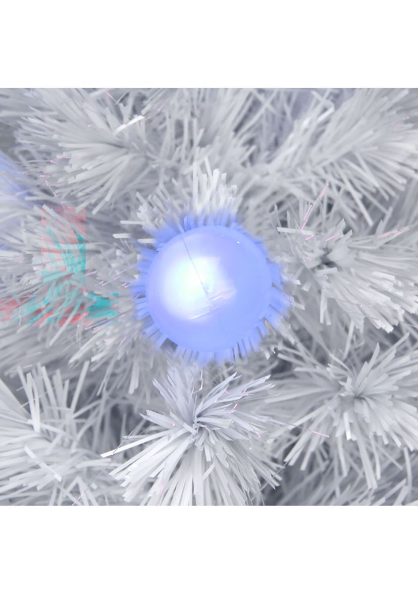 4 Pre-Lit Medium White Iridescent Fiber Optic Artificial Christmas Tree - Blue LED Lights