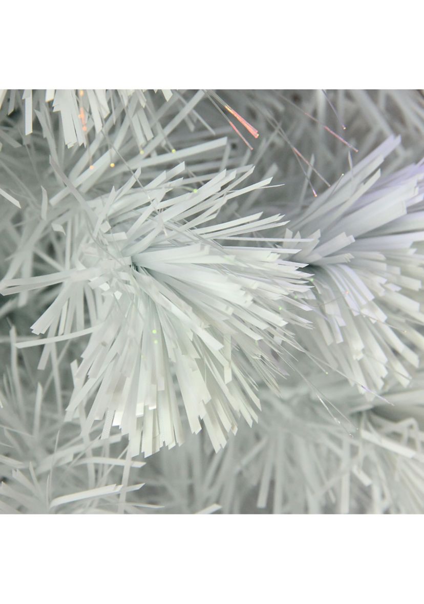 4 Pre-Lit Medium White Iridescent Fiber Optic Artificial Christmas Tree - Blue LED Lights