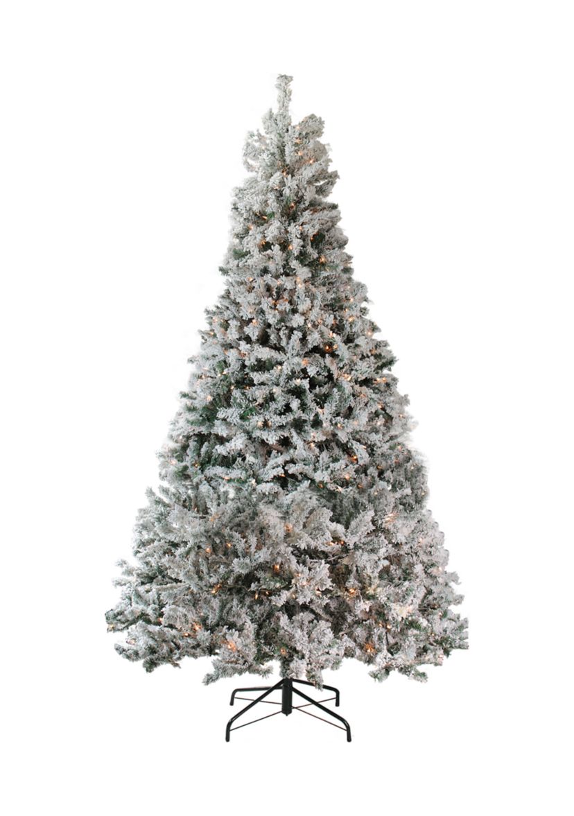 6.5 Pre-Lit Flocked Pine Medium Artificial Christmas Tree - Clear Lights