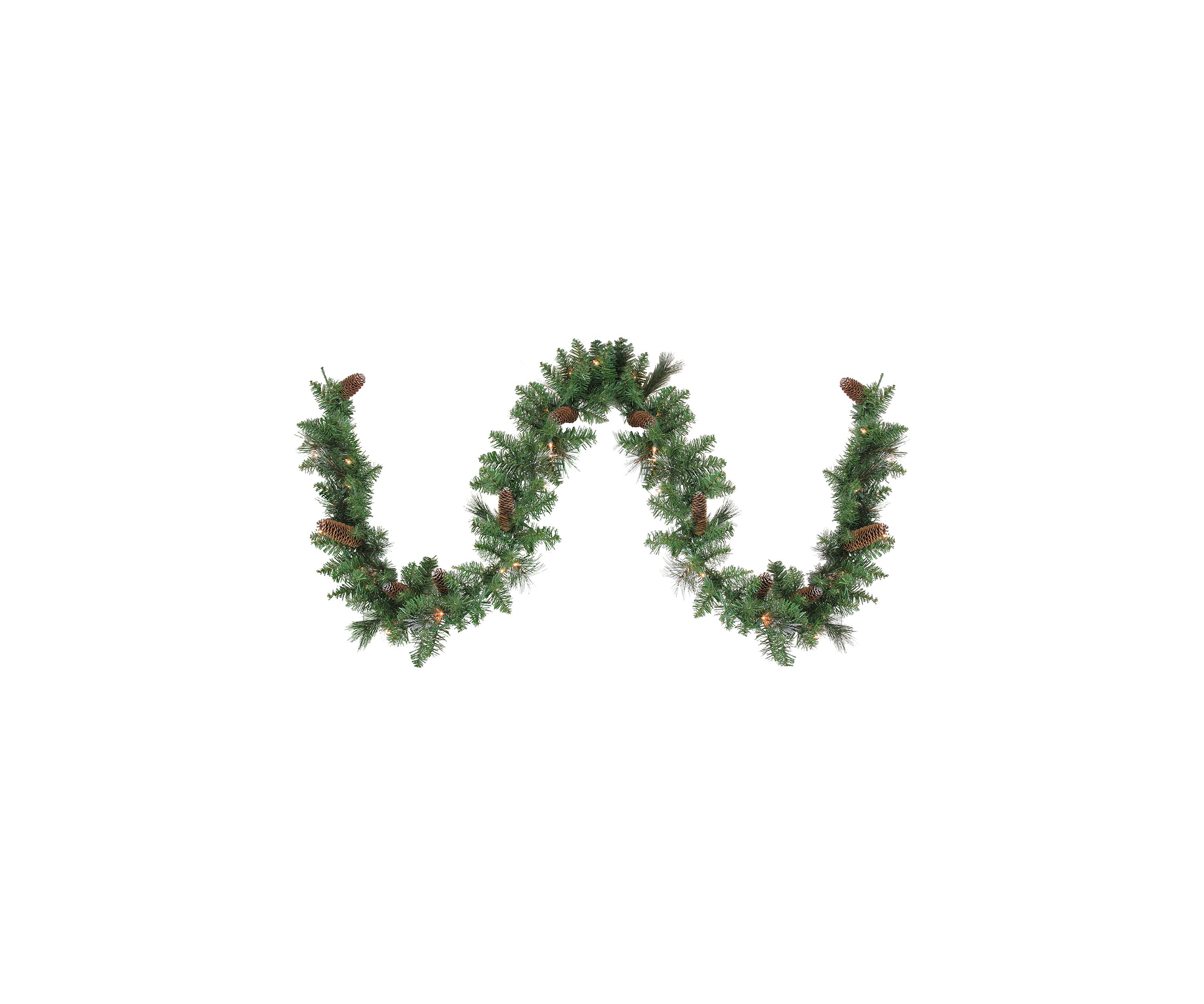 9 x 10Inch Pre-Lit Yorkville Pine Artificial Christmas Garland - Clear Lights