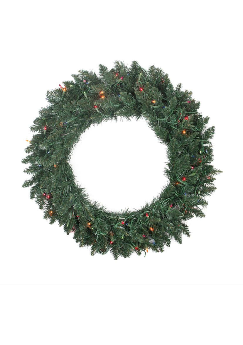 Pre-Lit Traditional Pine Artificial Christmas Wreath - 30-Inch  Multi Lights