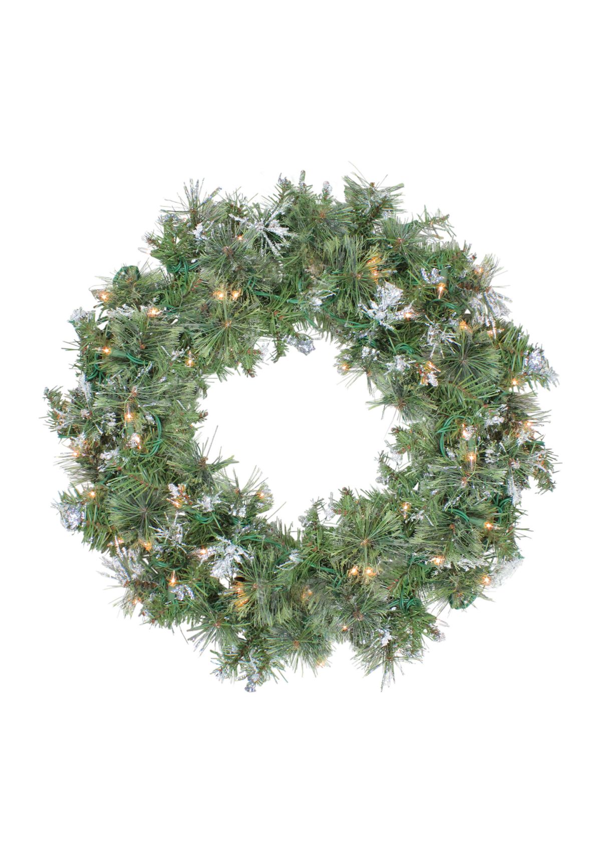 Pre-Lit Snow Mountain Pine Artificial Christmas Wreath - 30-Inch  Clear Lights