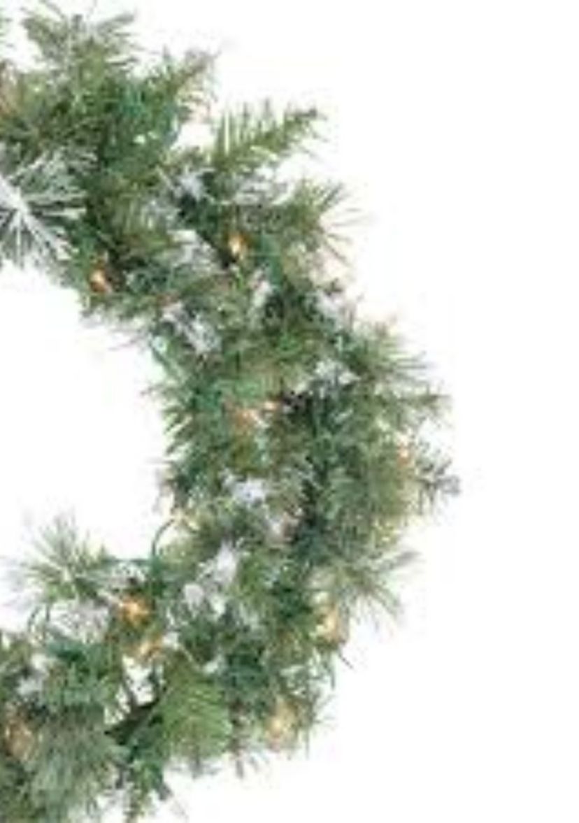 Pre-Lit Snow Mountain Pine Artificial Christmas Wreath - 30-Inch  Clear Lights
