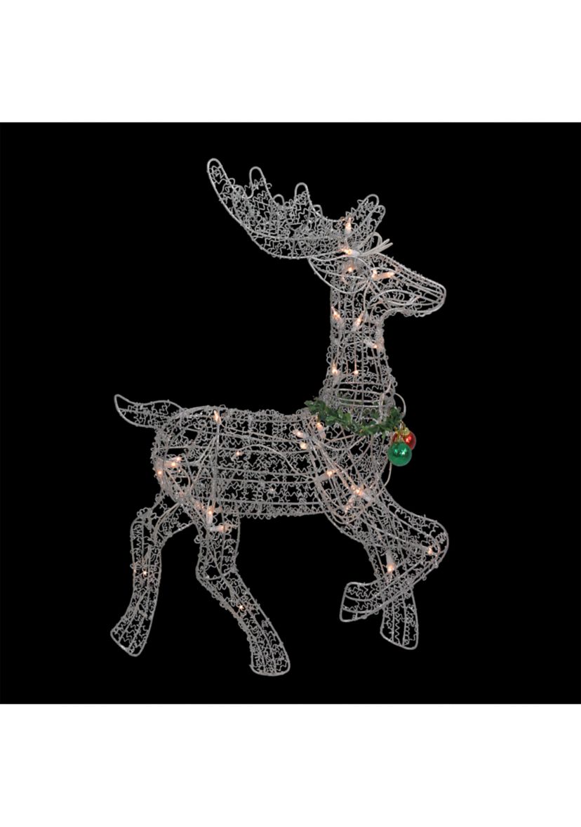 25Inch Silver and Green Lighted Prancing Reindeer Christmas Outdoor Decor