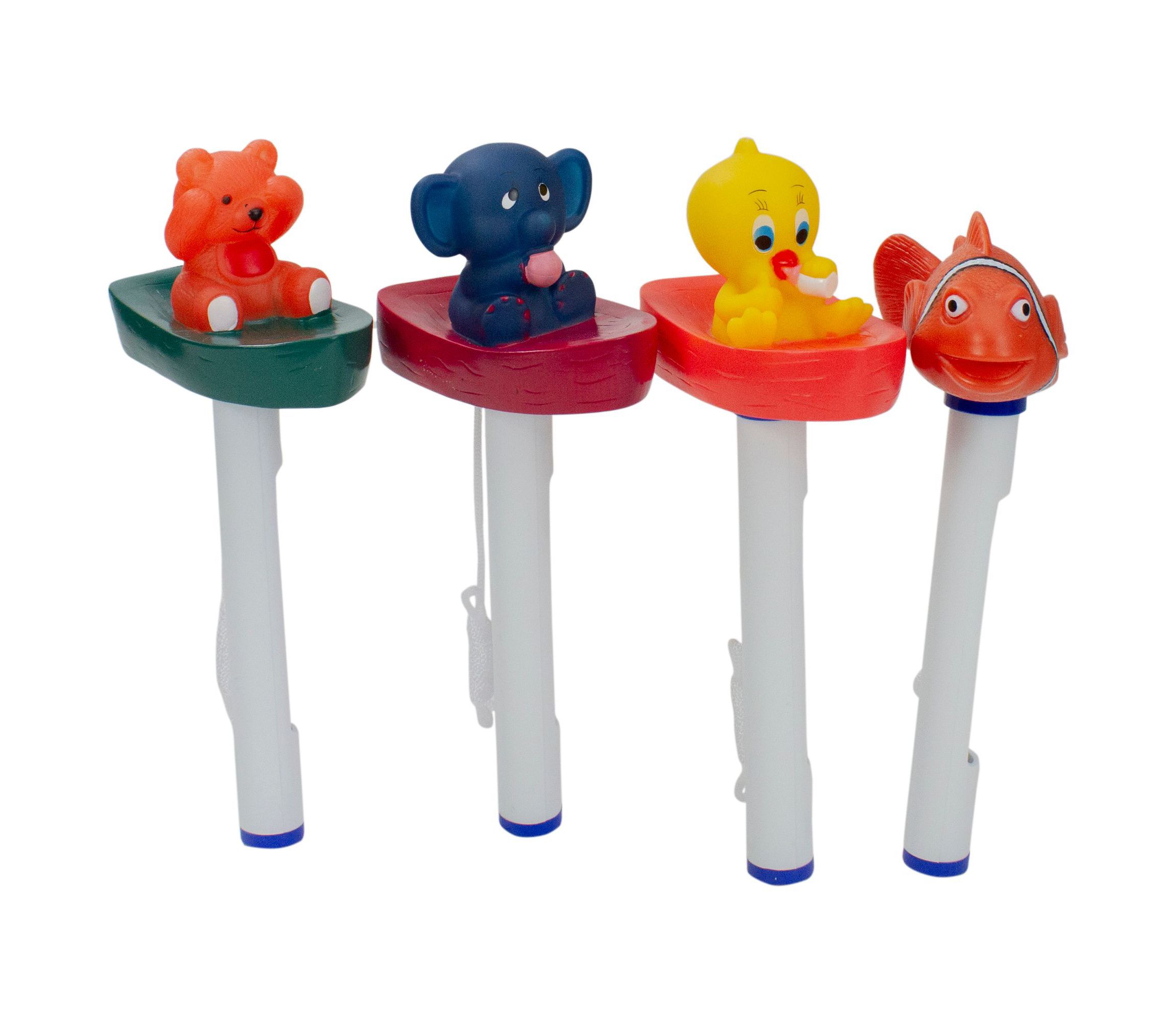 Set of 4 White and Orange Baby Floating Swimming Pool Thermometers with Cords 9.5"