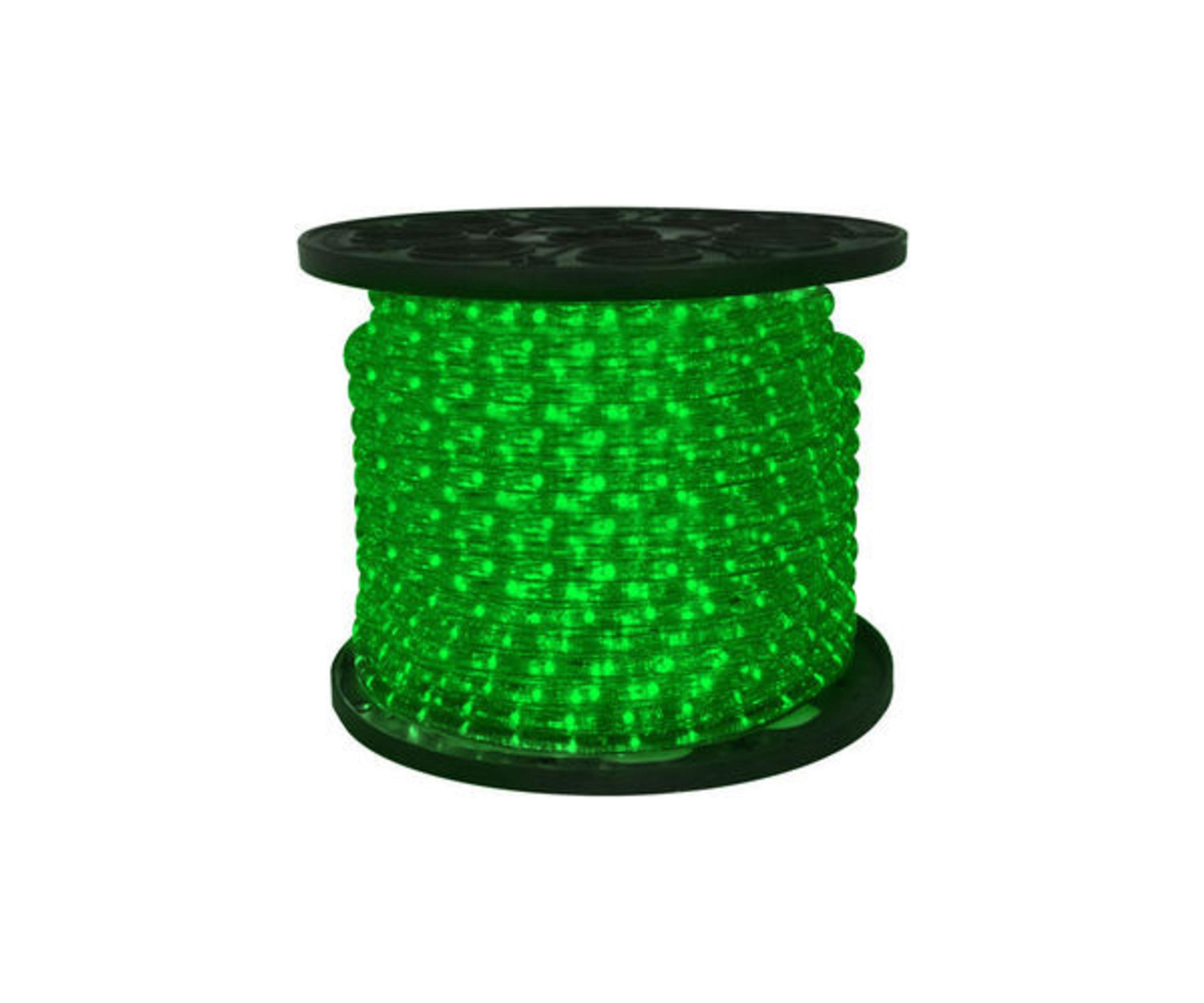 Green LED Commericial Grade Outdoor Christmas Rope Lights on a Spool - 288 ft Clear Tube