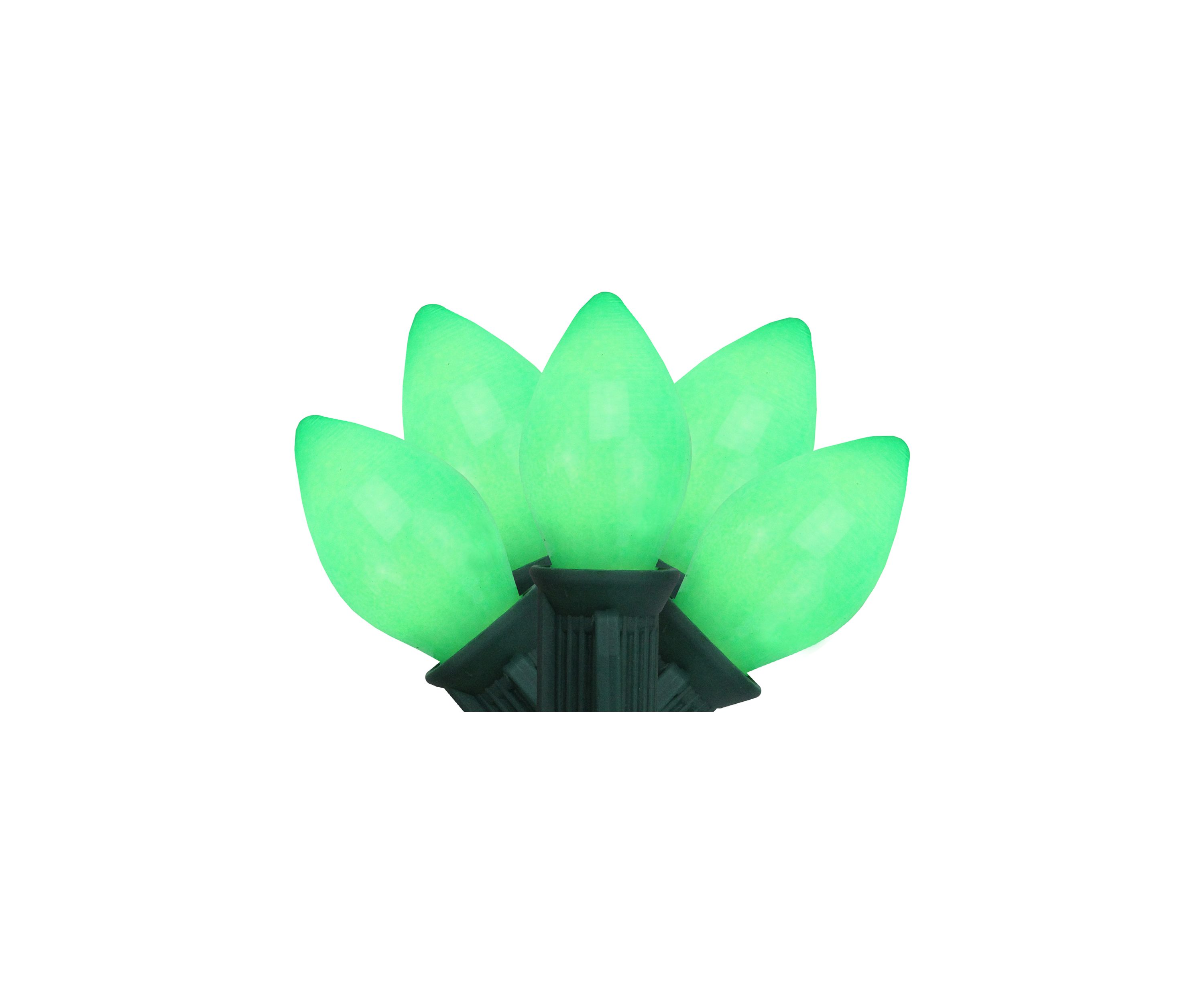 25-Count Opaque Green C7 Christmas Light Set - 24ft Green Wire