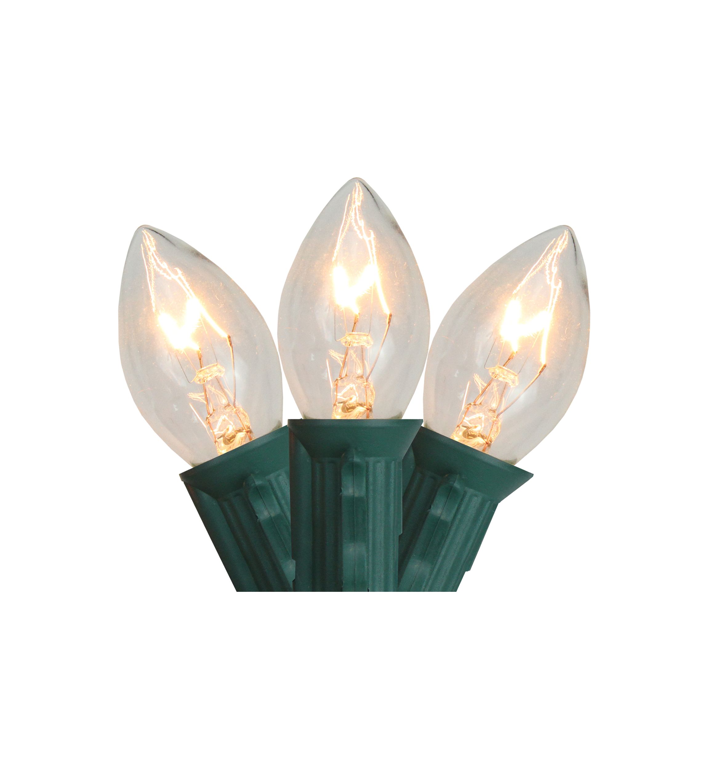 Set of 25 C7 Clear Christmas Lights - 24 ft Green Wire