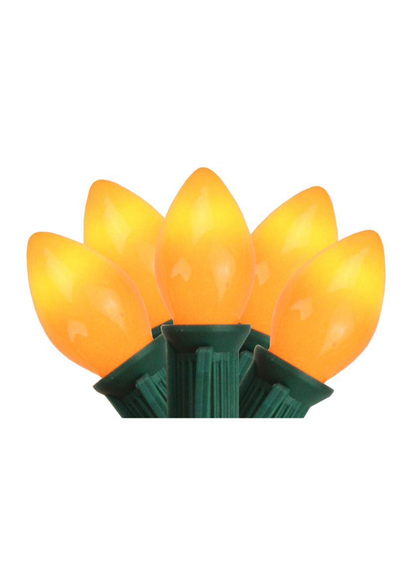 25-Count Opaque Orange C7 Christmas Light Set  24ft Green Wire
