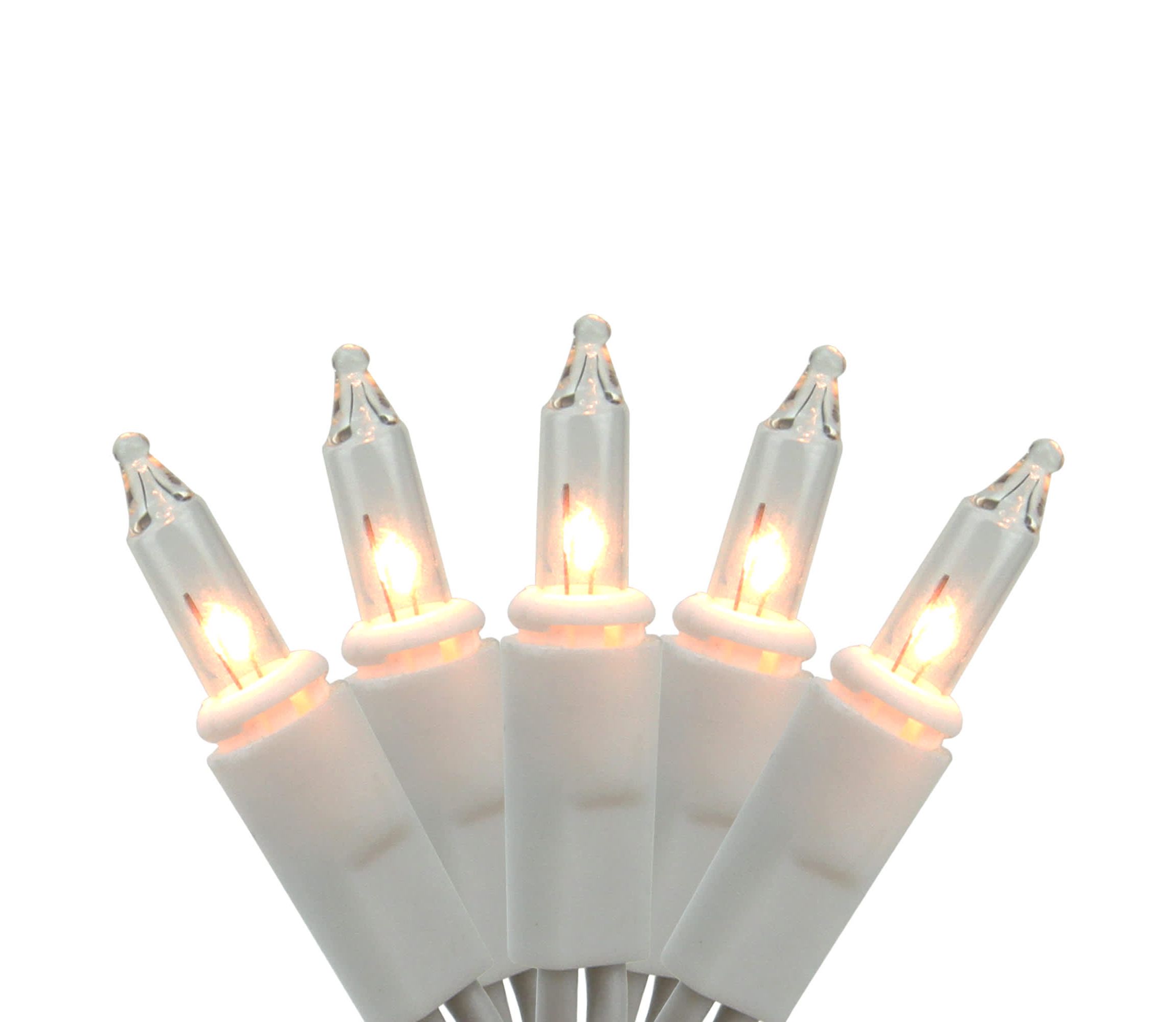 20 Clear Mini Patio Umbrella Lights with Clips - White Wire