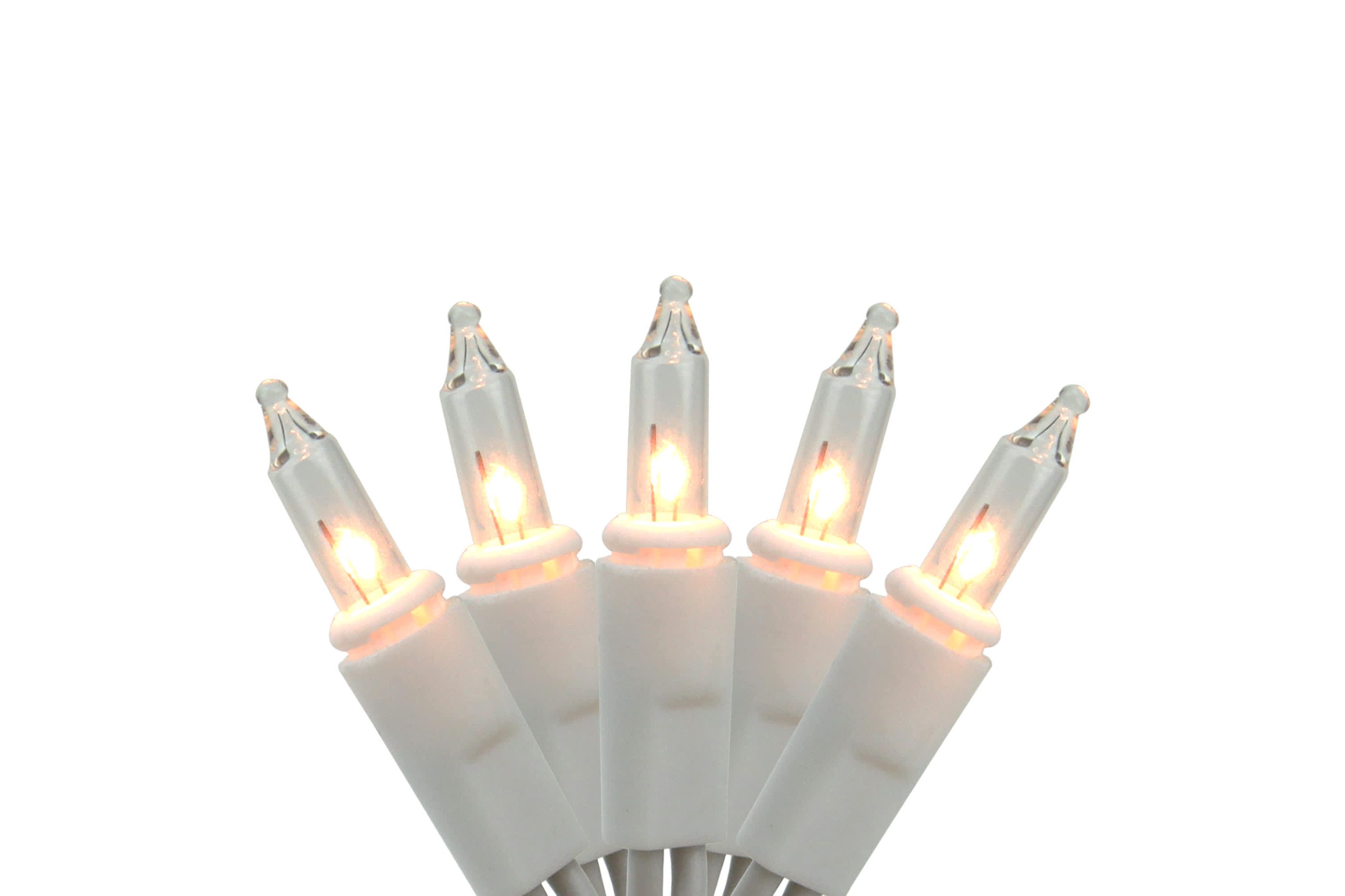20 Clear Mini Patio Umbrella Lights with Clips - White Wire