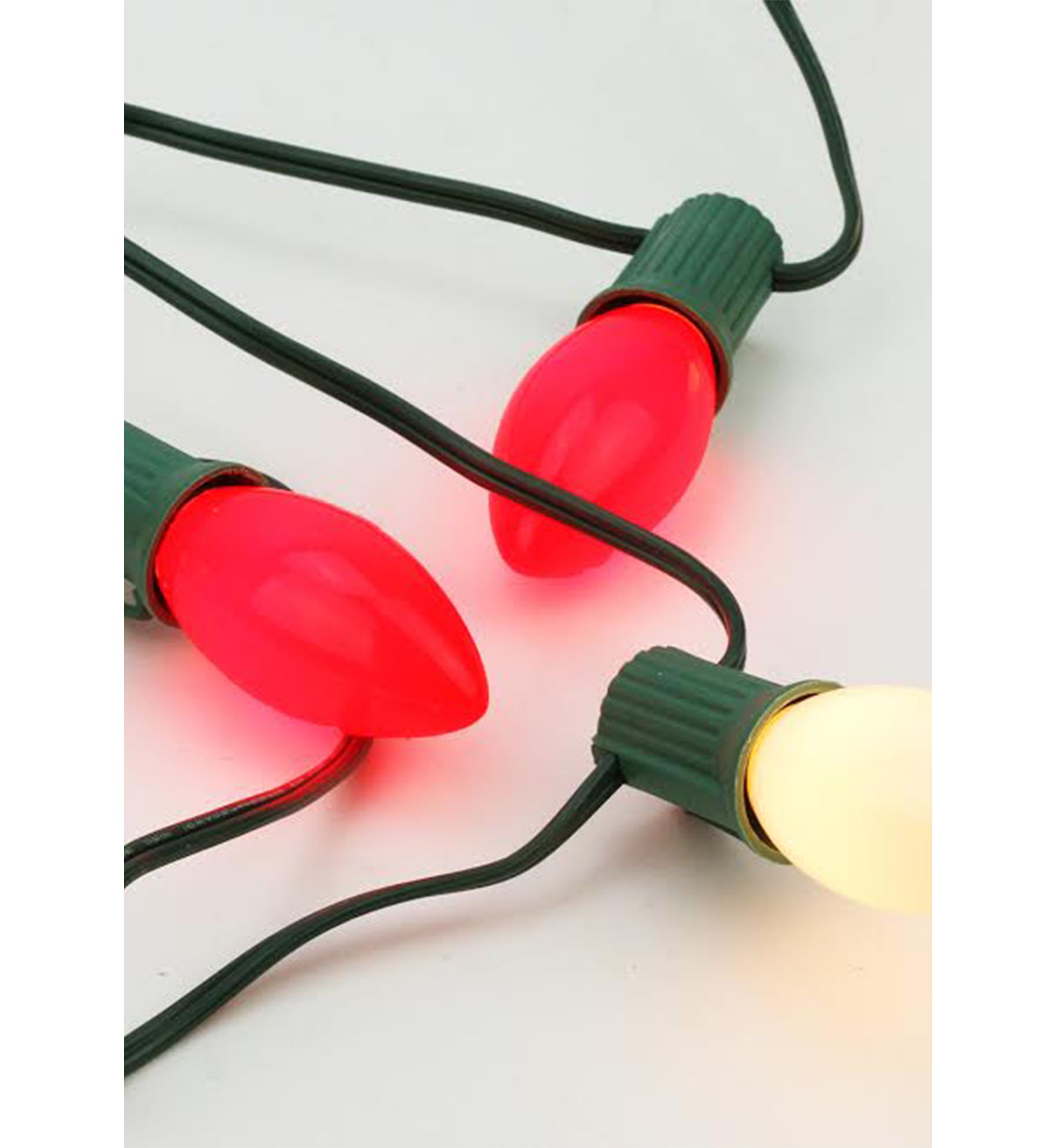 25-Count Opaque Red and White Candy Cane C7 Christmas Light Set  24ft Green Wire