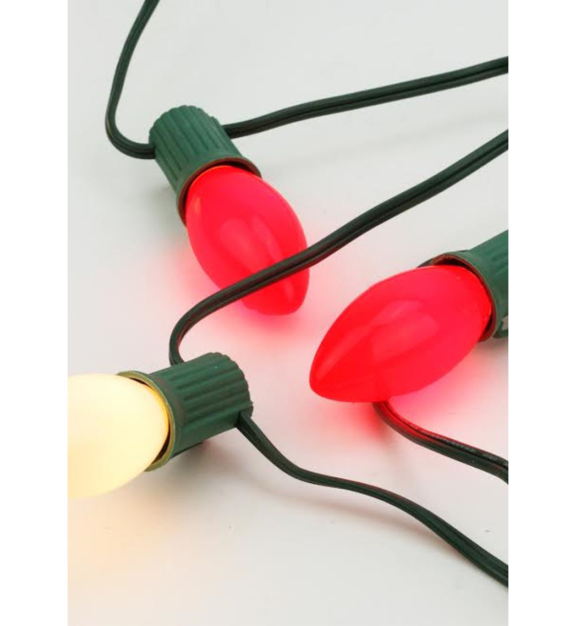 25-Count Opaque Red and White Candy Cane C7 Christmas Light Set  24ft Green Wire