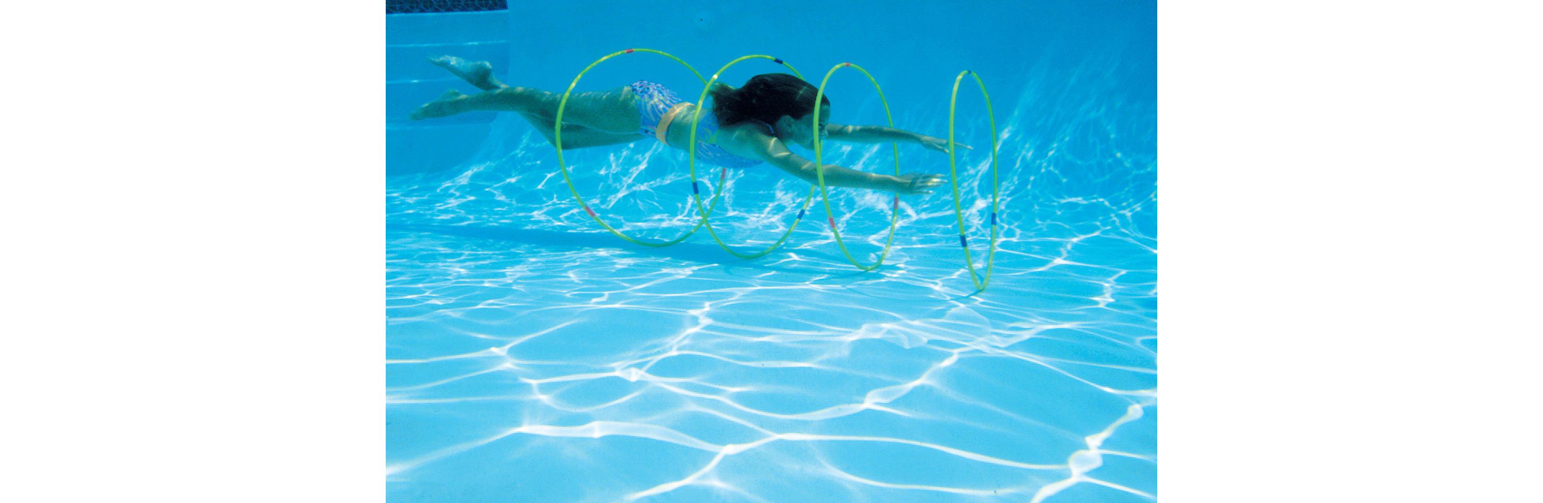 Set of 4 Pink  Yellow and Blue Underwater Slalom Hoops for Swimming Pools 30"