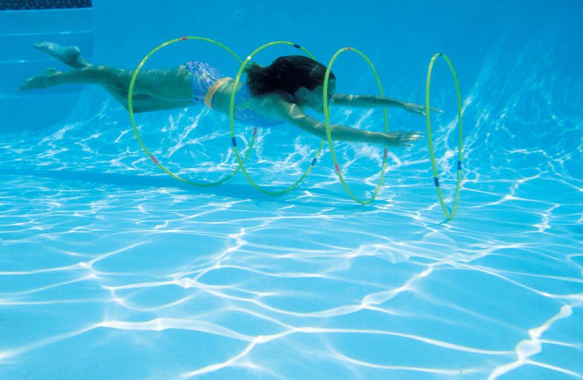 Set of 4 Pink  Yellow and Blue Underwater Slalom Hoops for Swimming Pools 30"